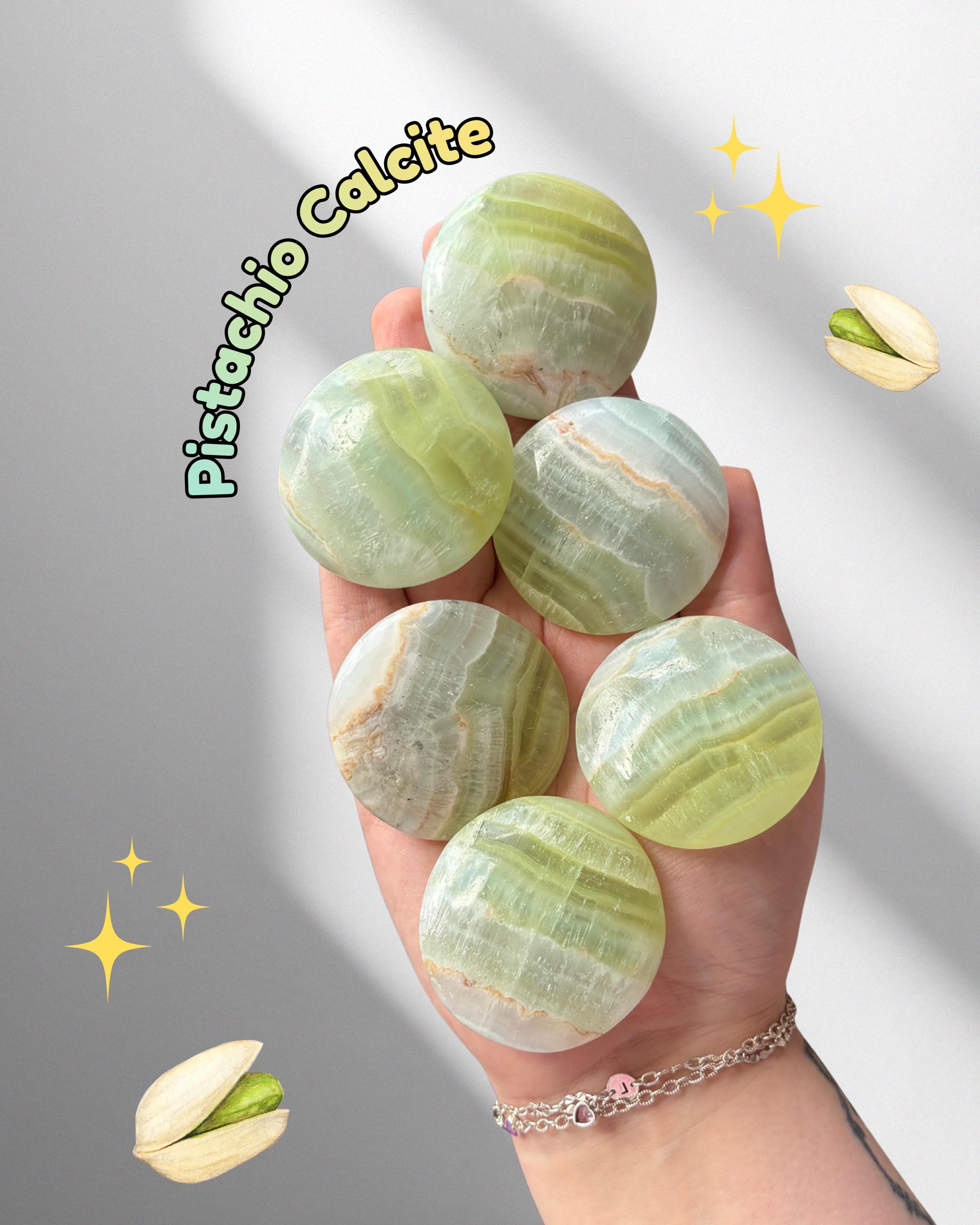 Pistachio Calcite Button Palmstone