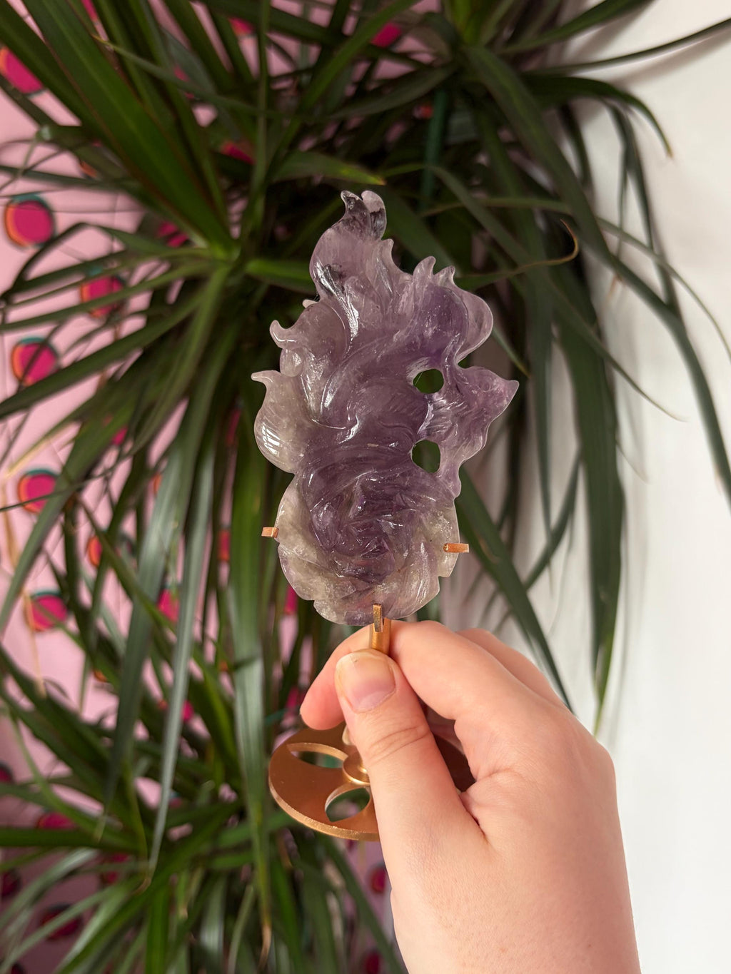 Amethyst Nine Tail Fox on Custom Stand