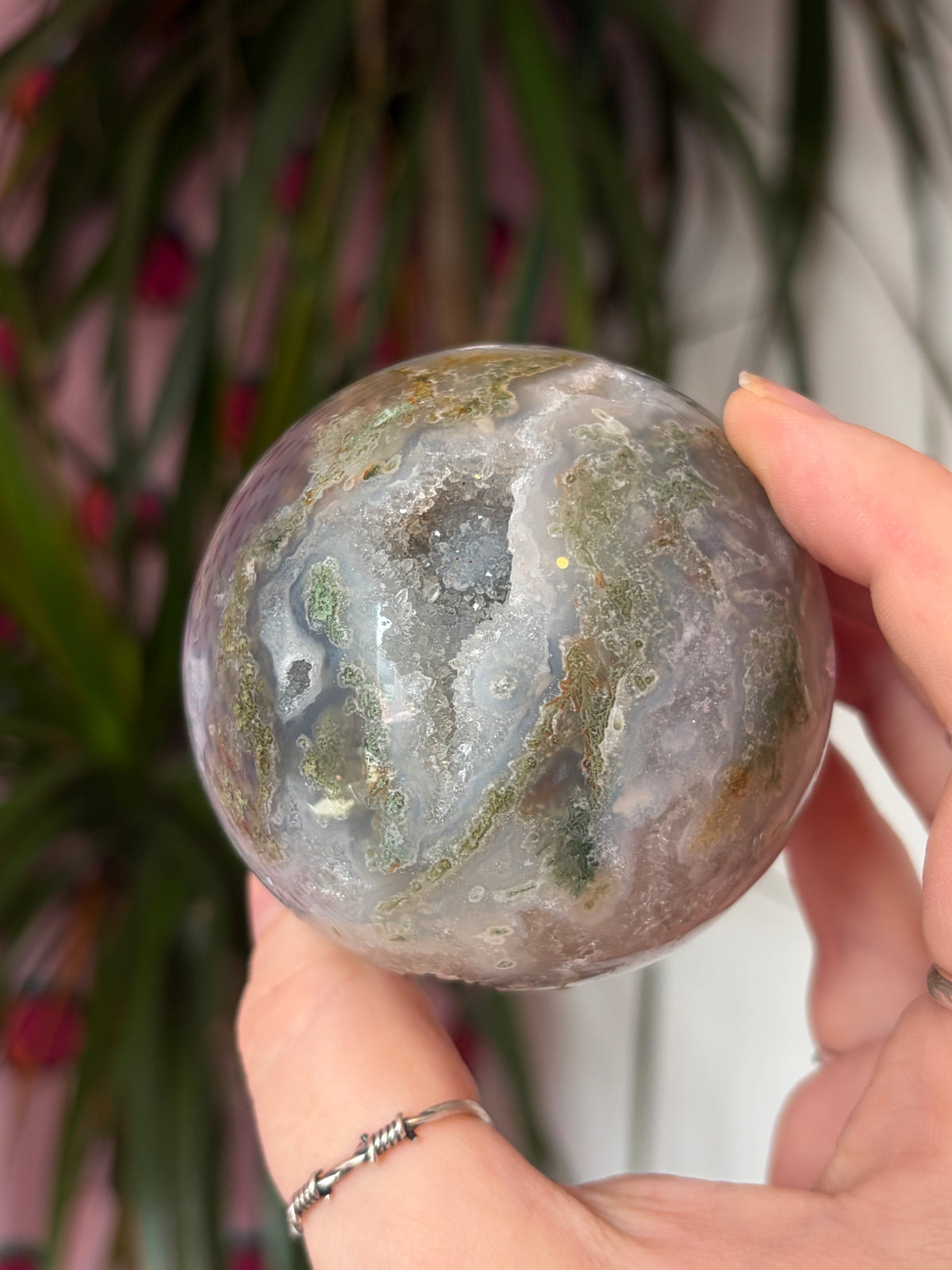Druzy Moss Agate Sphere