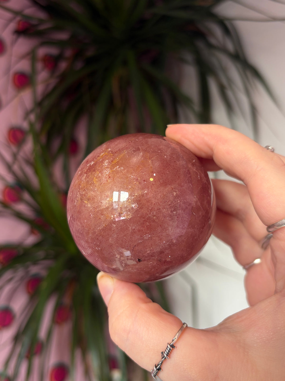 Sparkly Strawberry Quartz Sphere