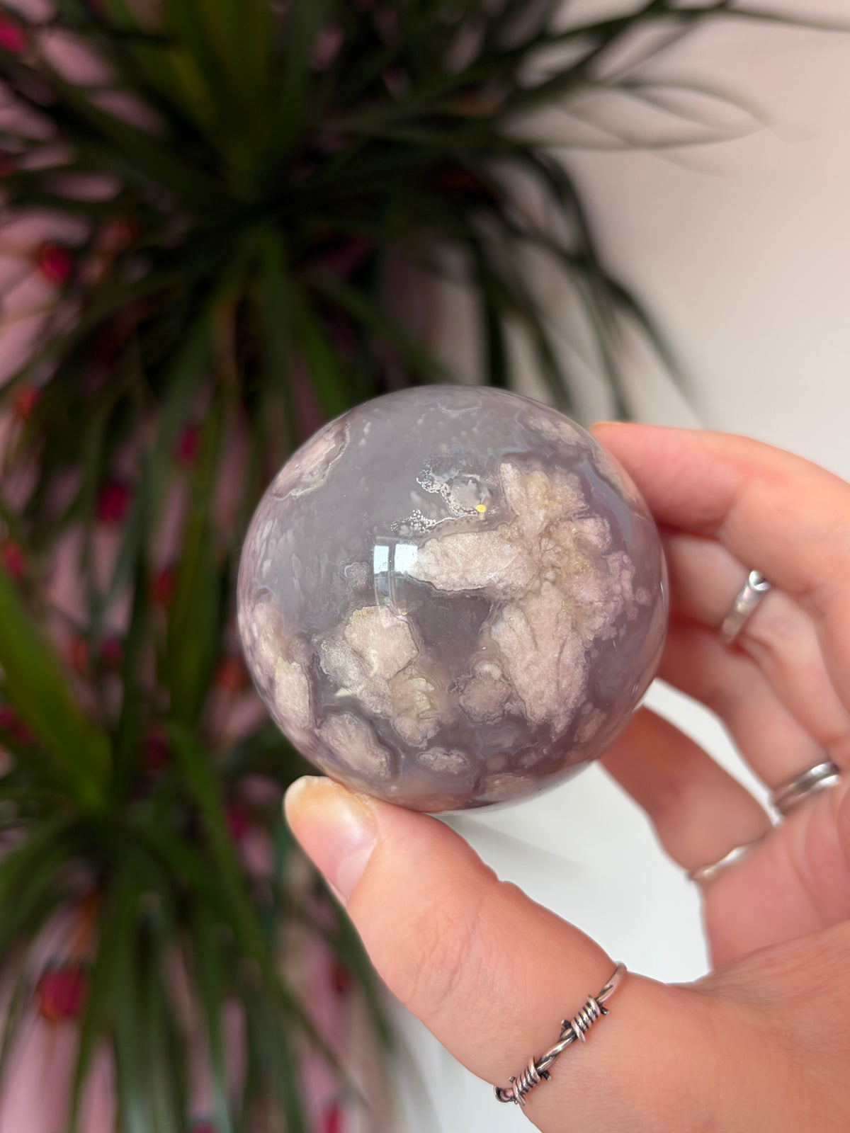 Flower Agate Sphere - Dark Toned
