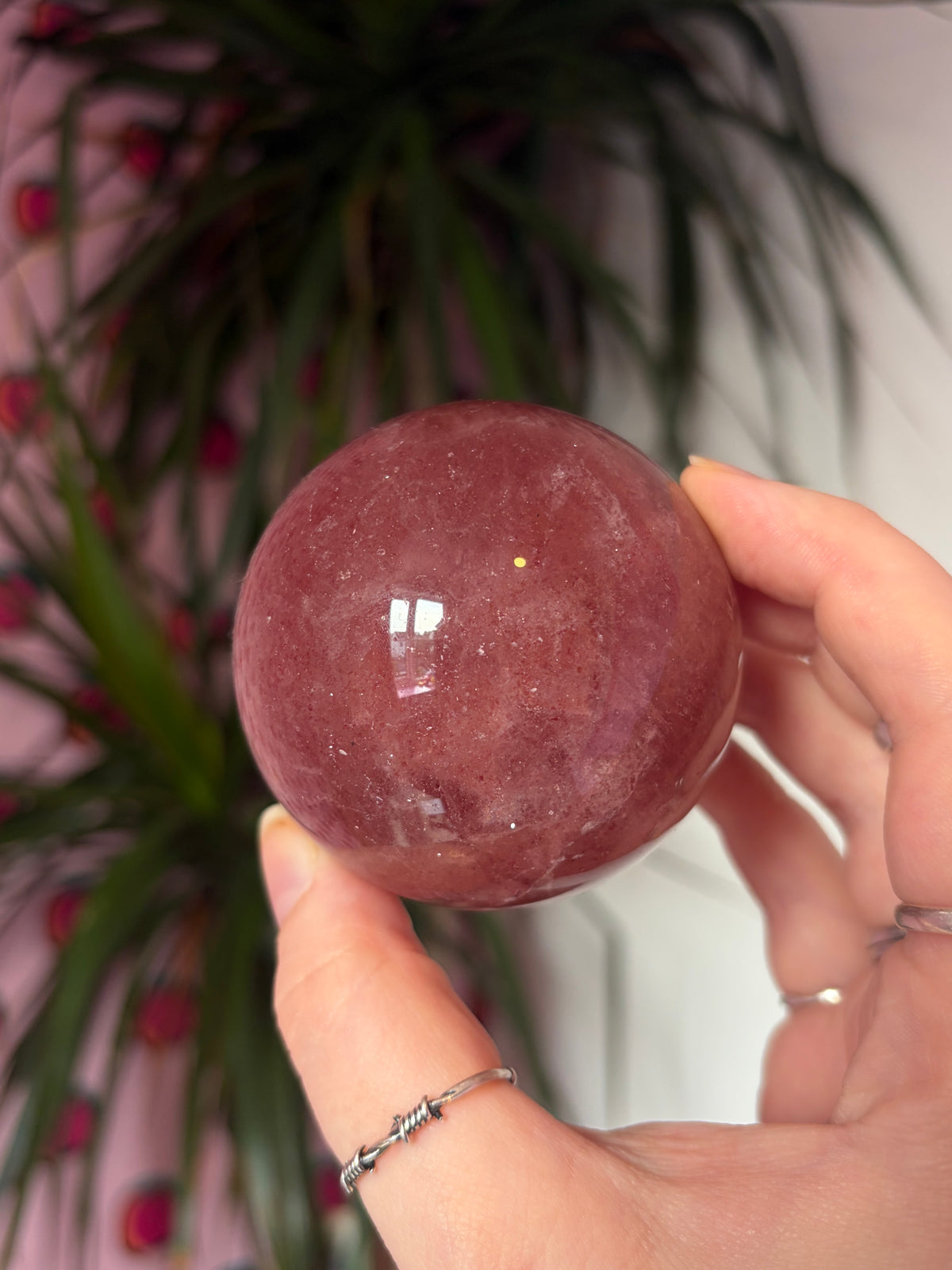 Sparkly Strawberry Quartz Sphere