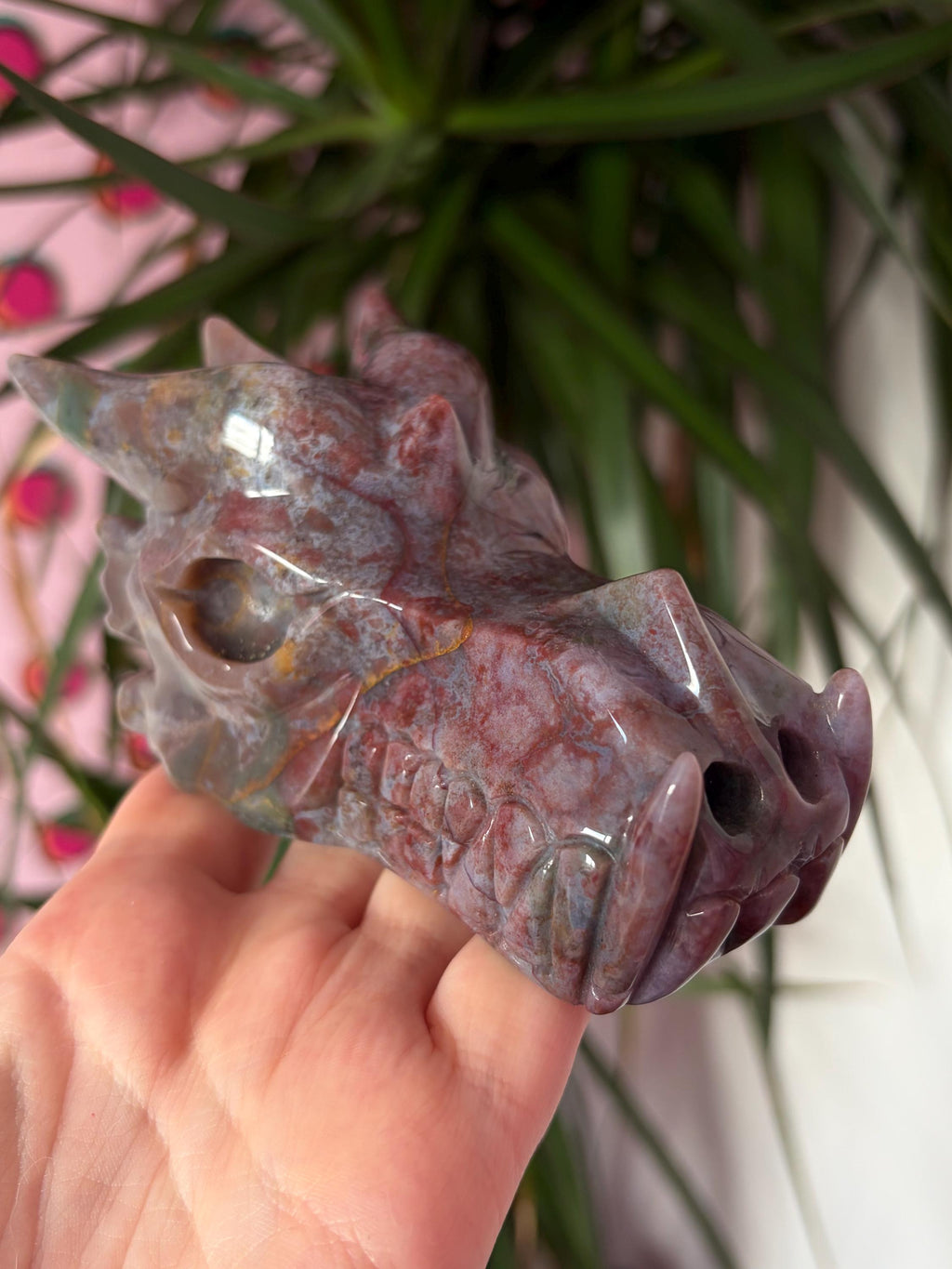 Sea Jasper Dragon Skull