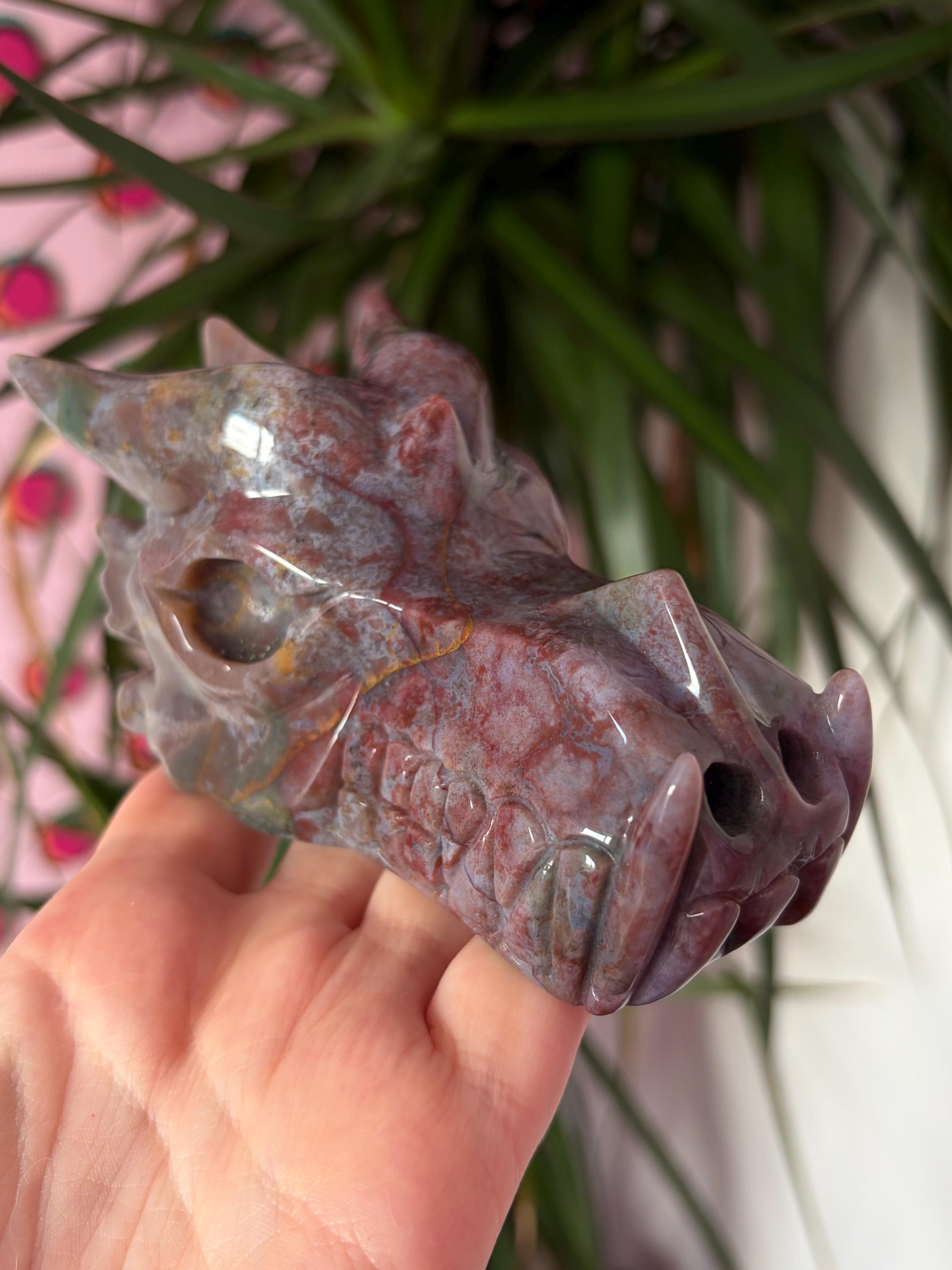 Sea Jasper Dragon Skull