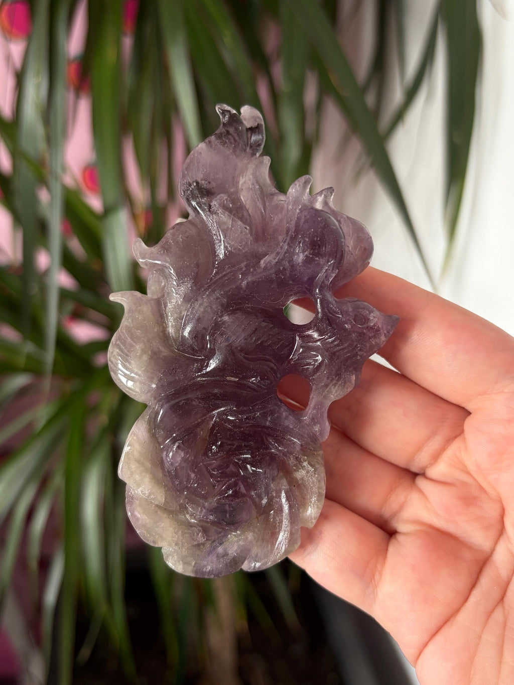 Amethyst Nine Tail Fox on Custom Stand