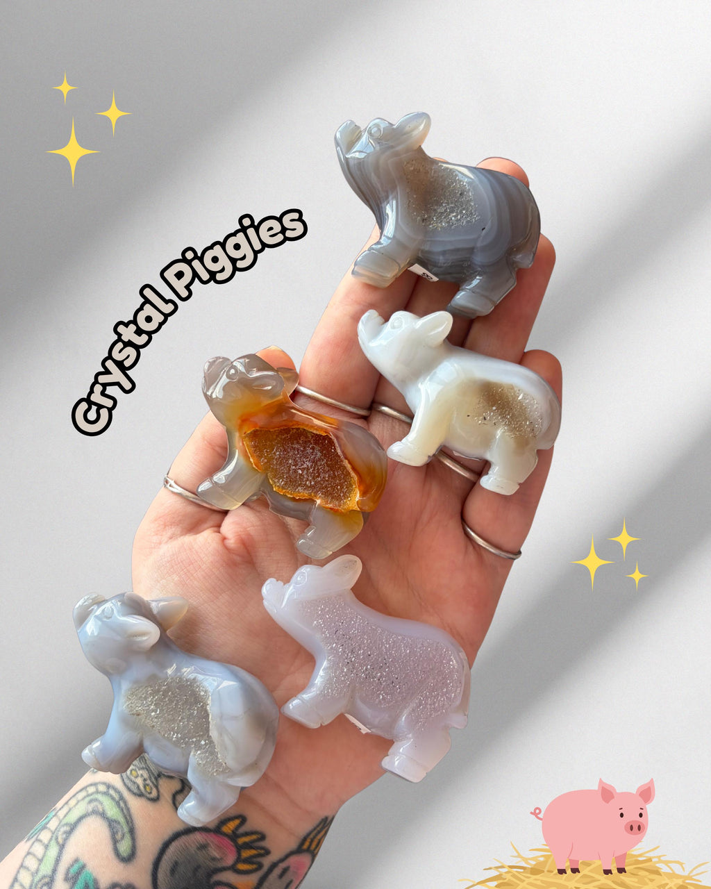 Druzy Agate Pigs