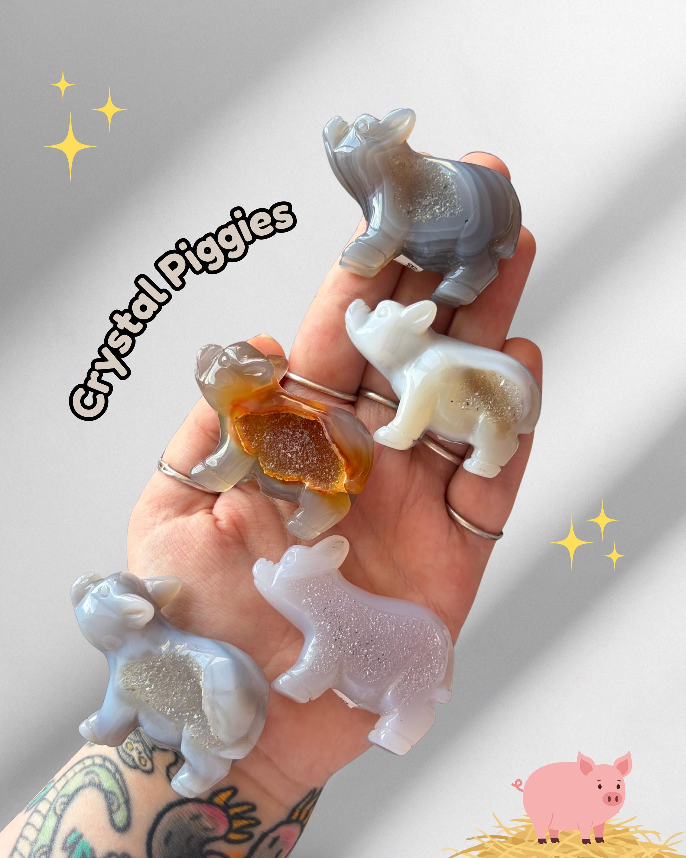 Druzy Agate Pigs