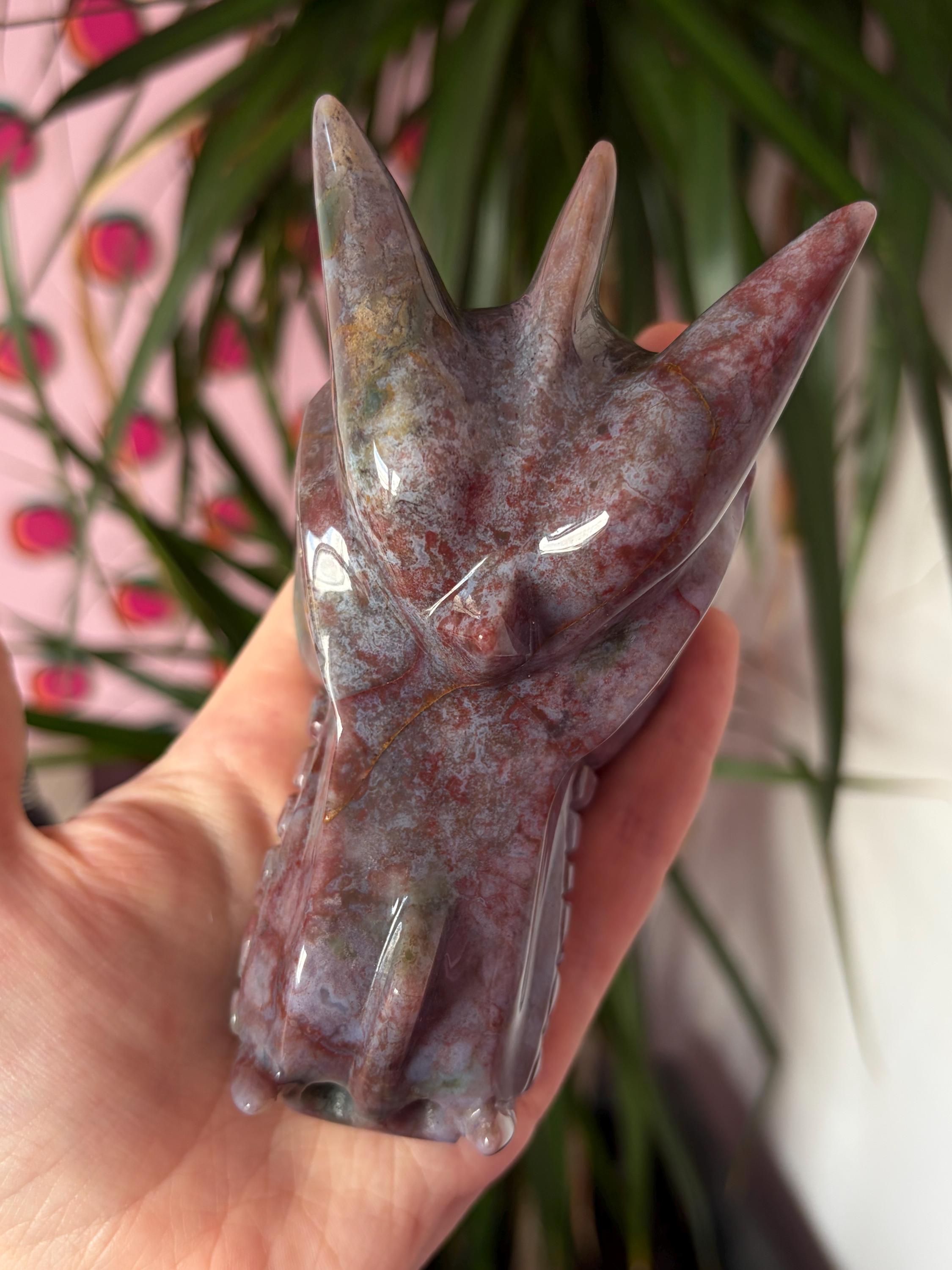 Sea Jasper Dragon Skull