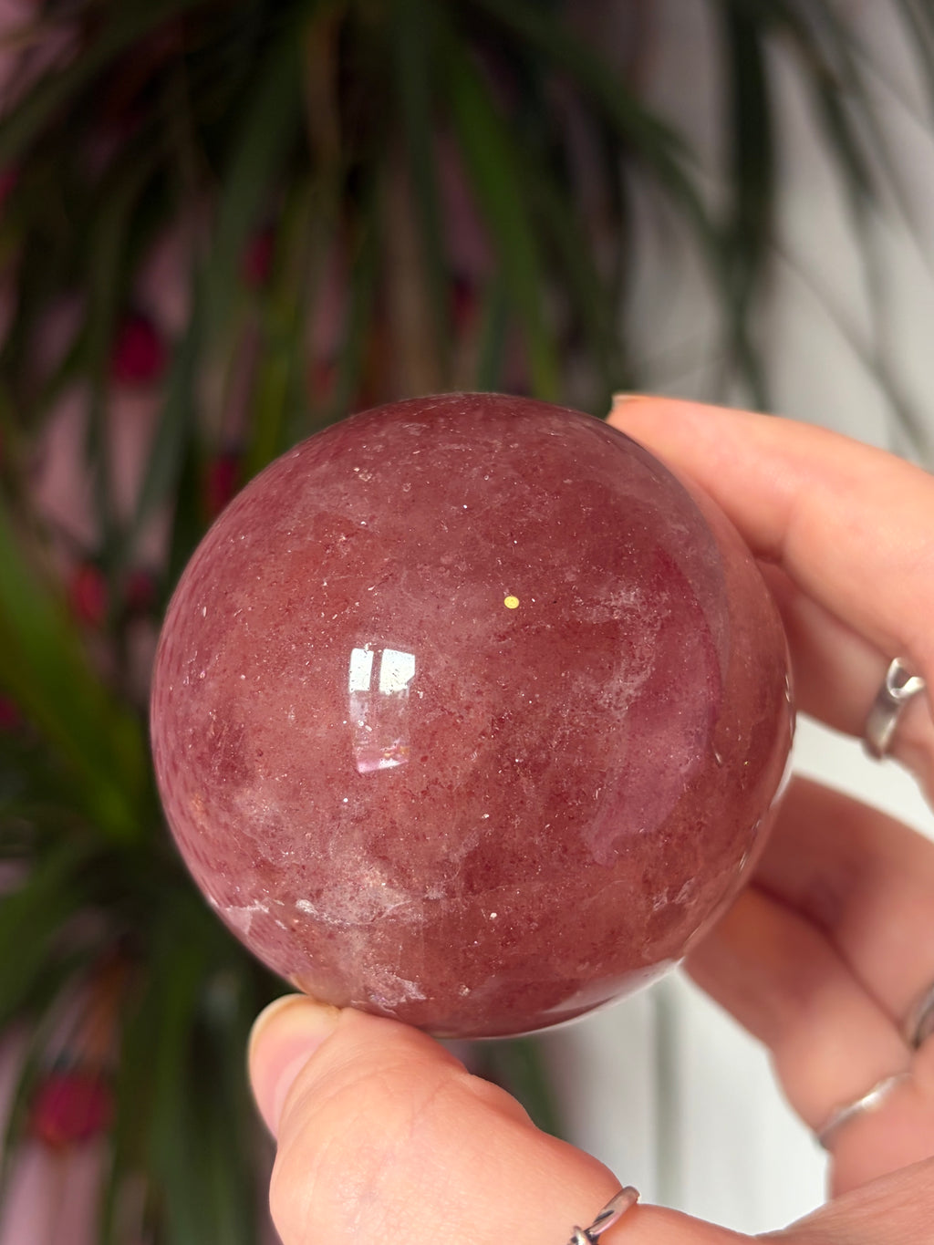 Sparkly Strawberry Quartz Sphere