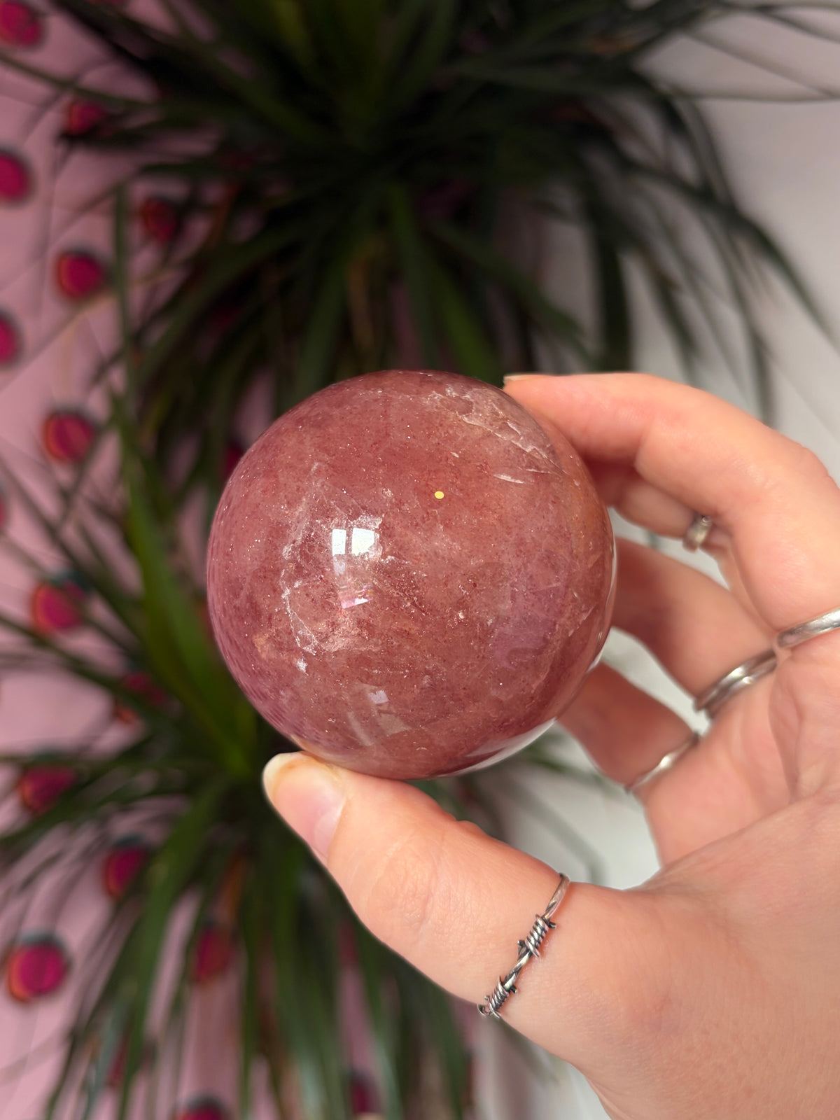 Sparkly Strawberry Quartz Sphere