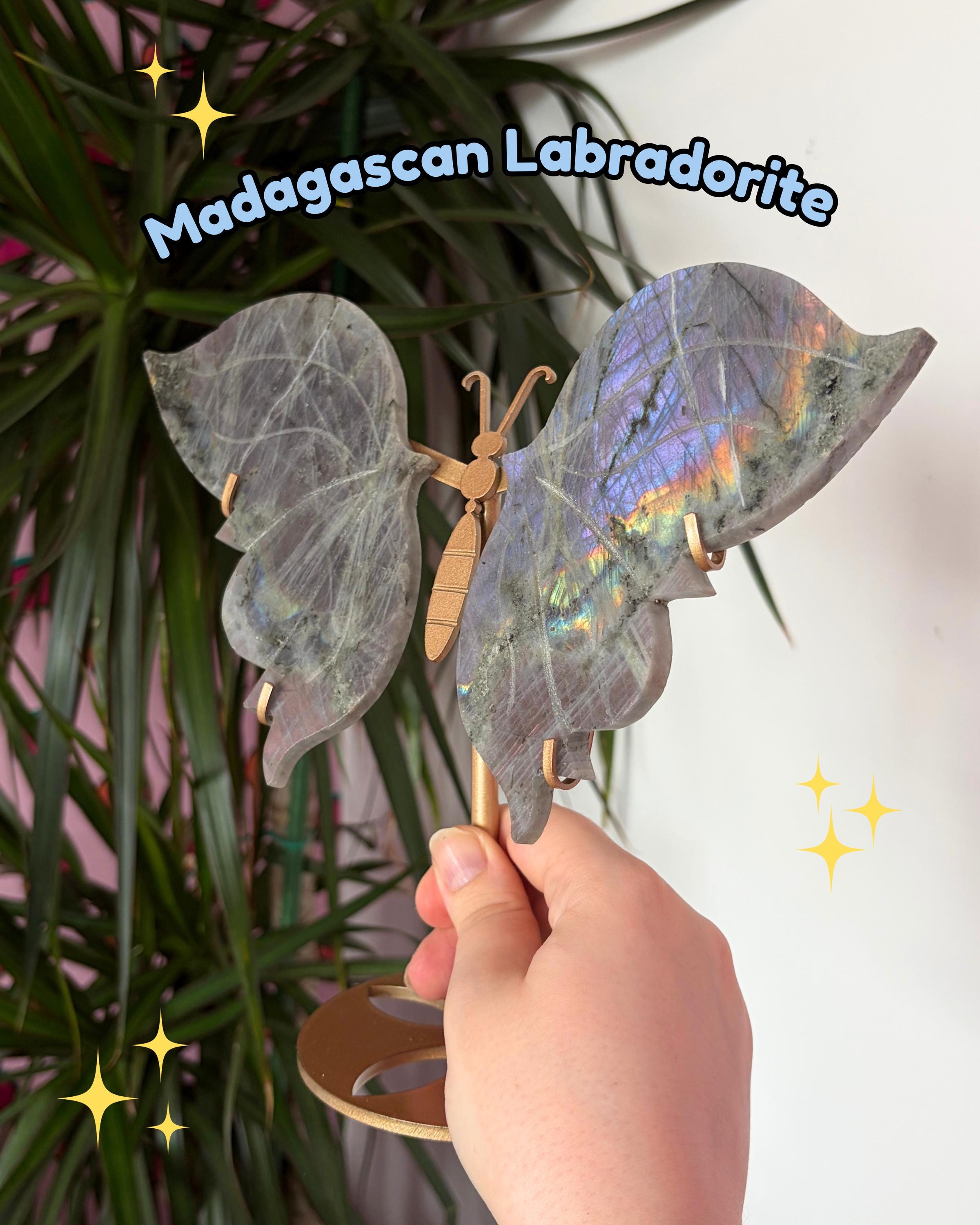 Labradorite Butterfly Wings with Custom Stand