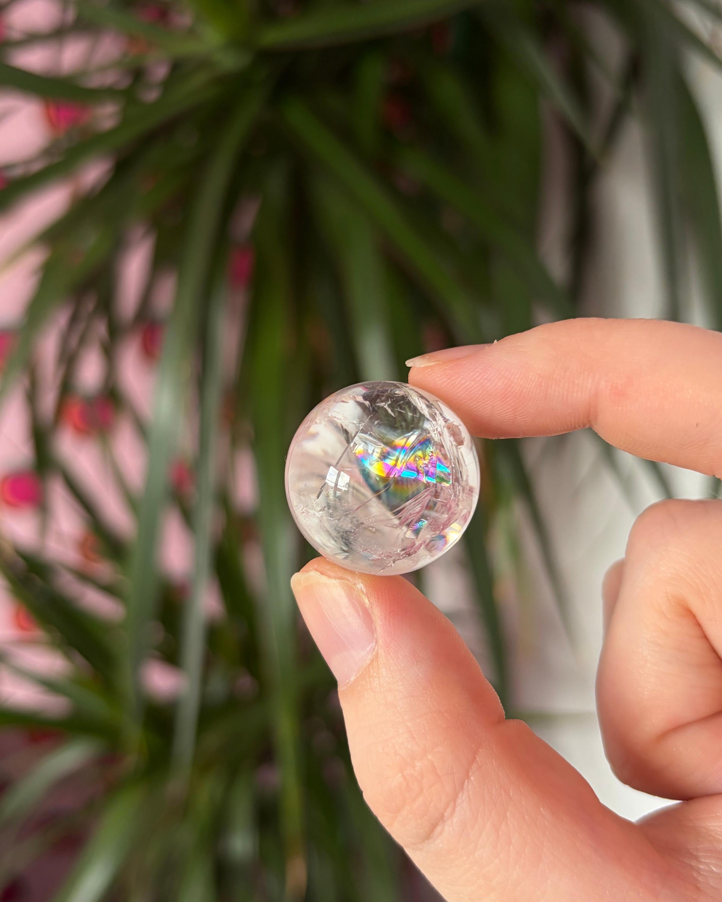 Rainbow Clear Quartz Mini Spheres