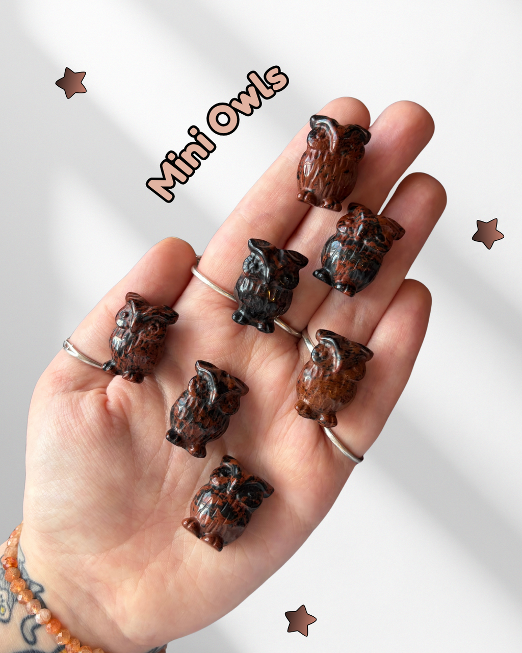 Mini Mahogany Obsidian Owls