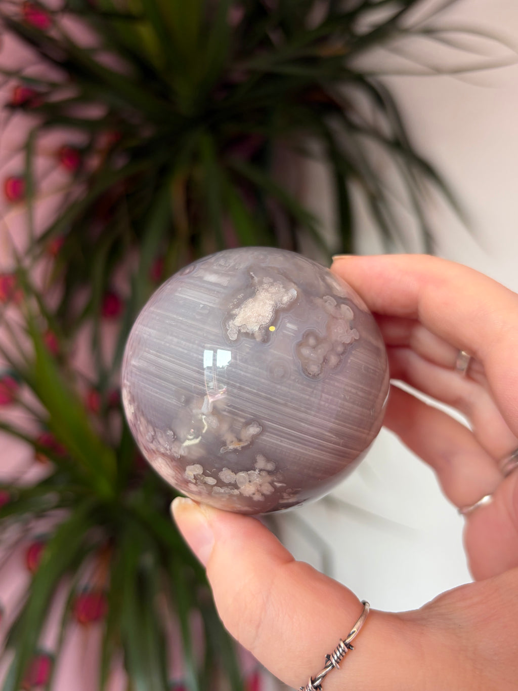 Flower Agate Sphere - Dark Toned