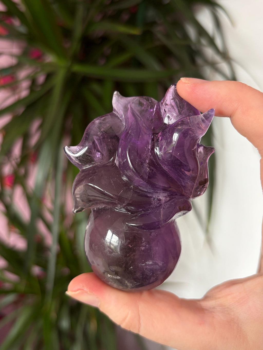 Amethyst Nine Tail Fox on Custom Stand