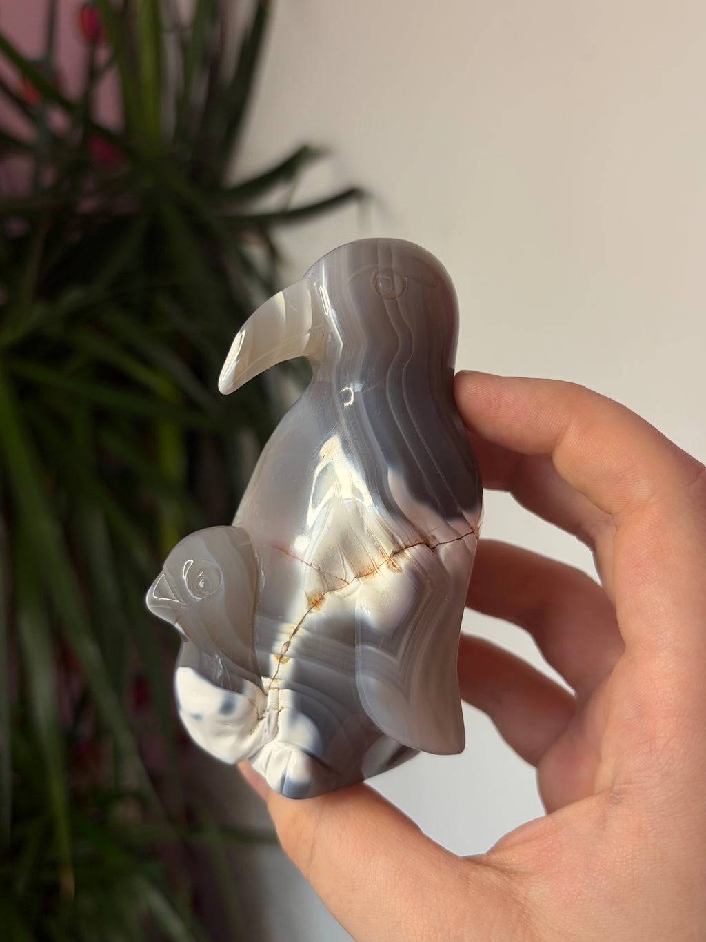 Orca Agate Penguin with Baby