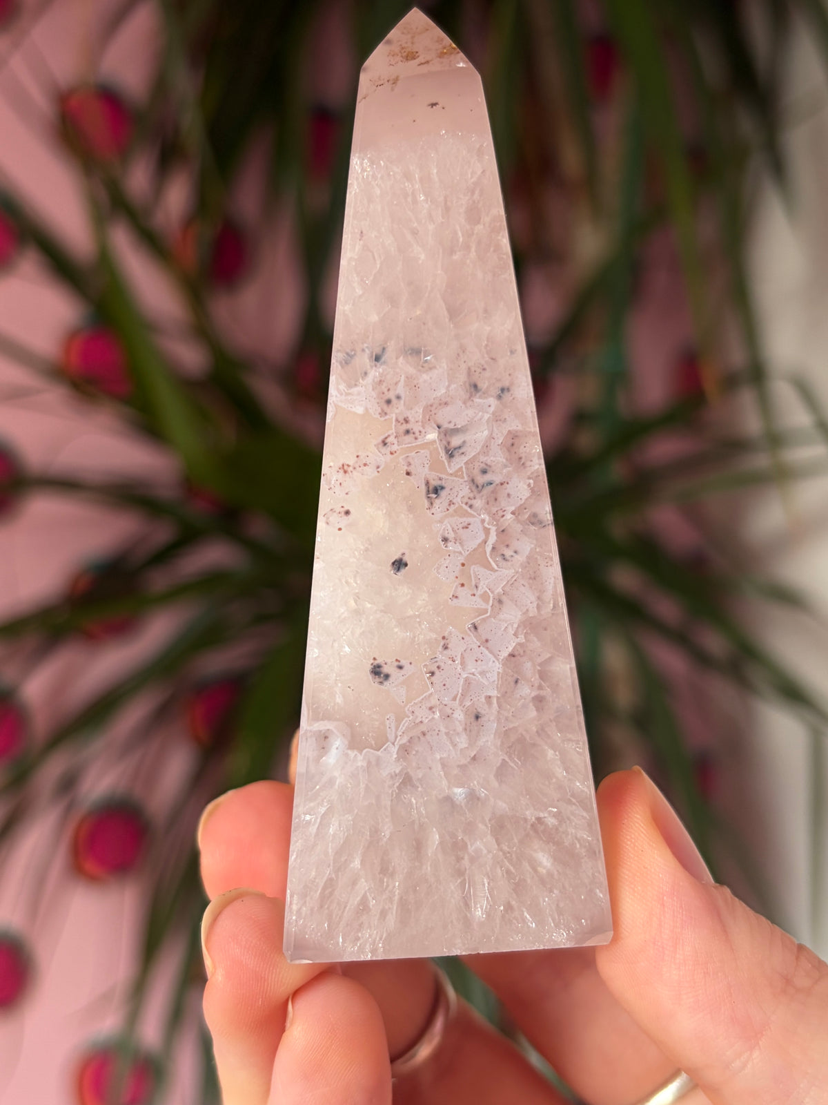 Sparkly druzy agate obelisk