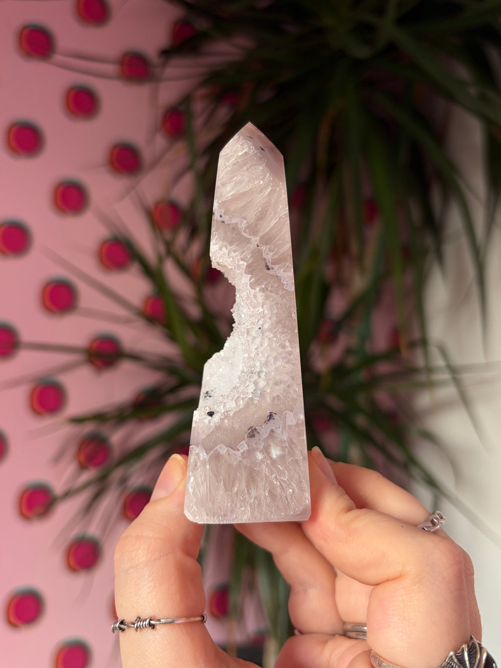 Sparkly druzy agate obelisk