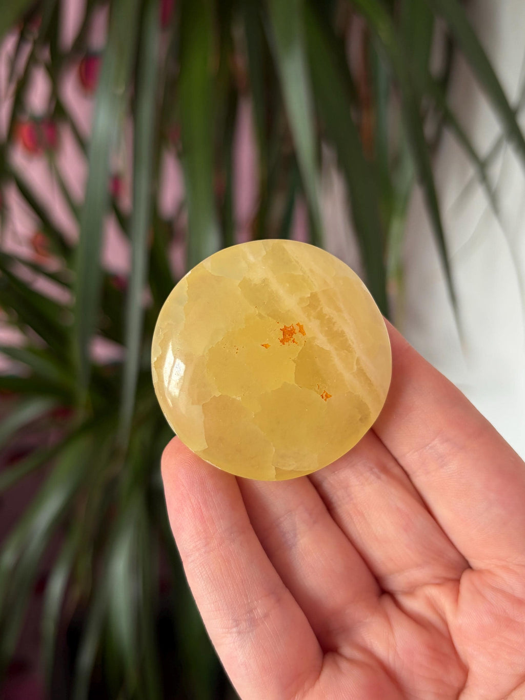 Lemon Calcite Button Palmstone