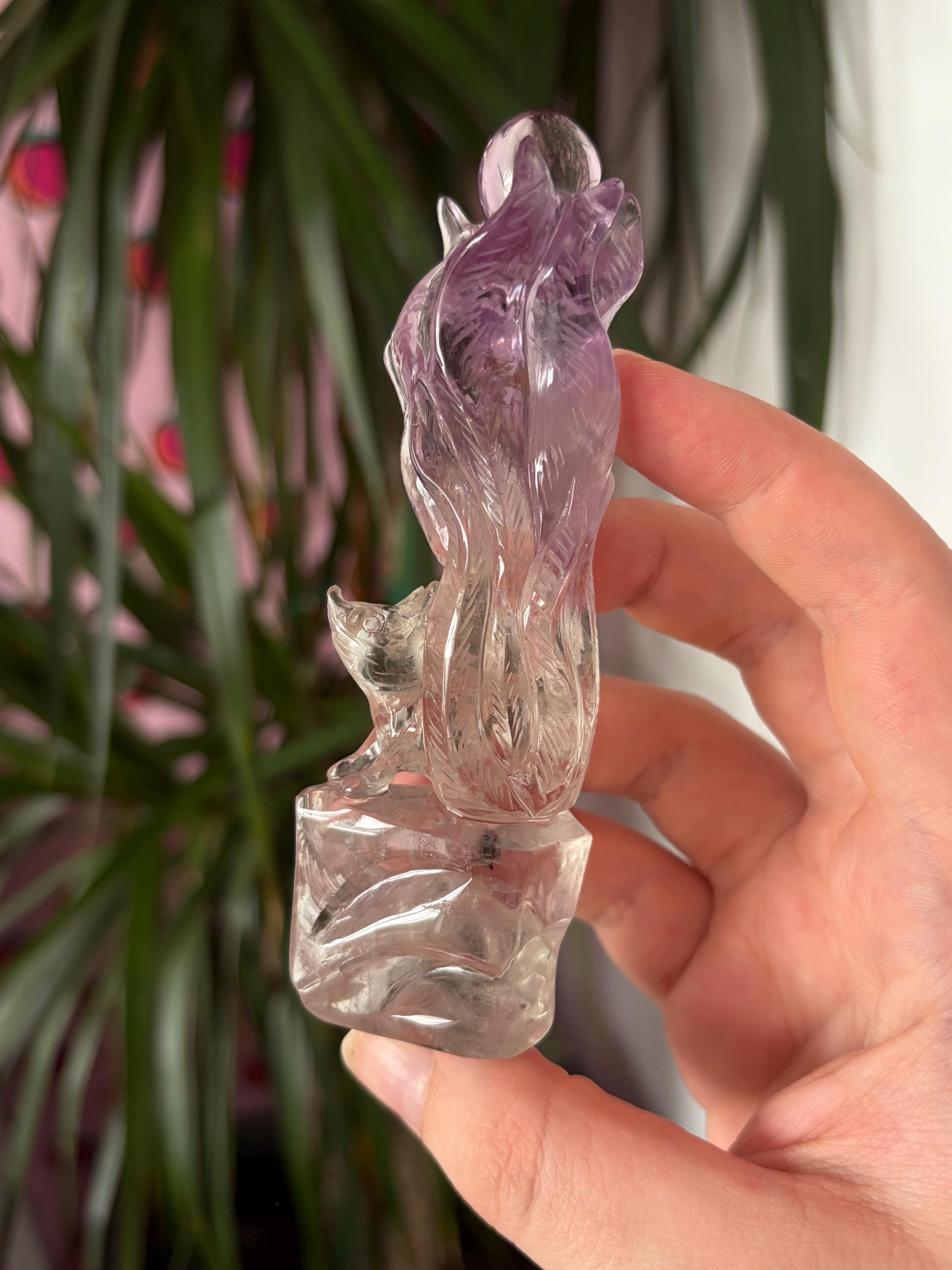 Amethyst Nine Tail Fox on Custom Stand