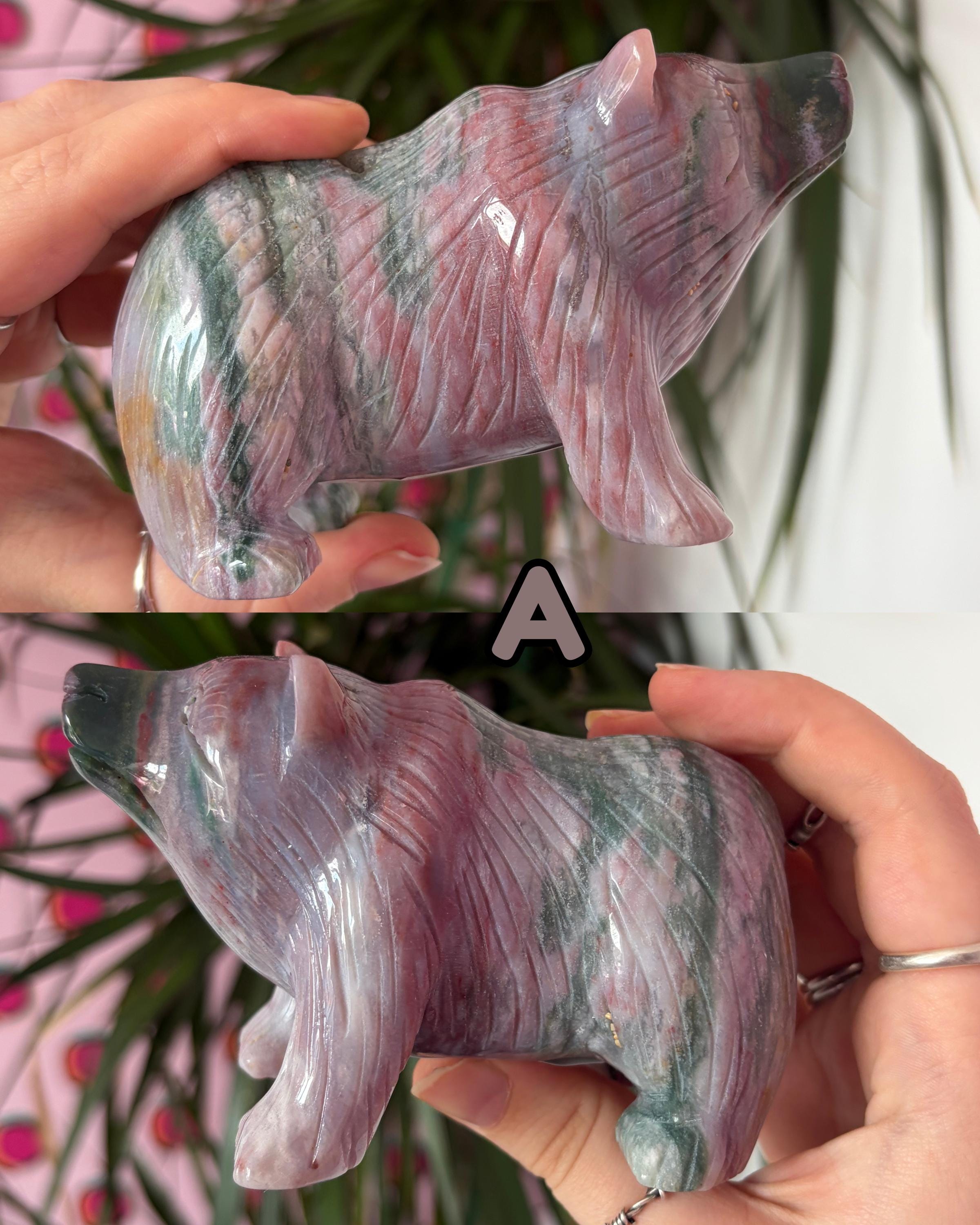 Sea Jasper Bear Carving