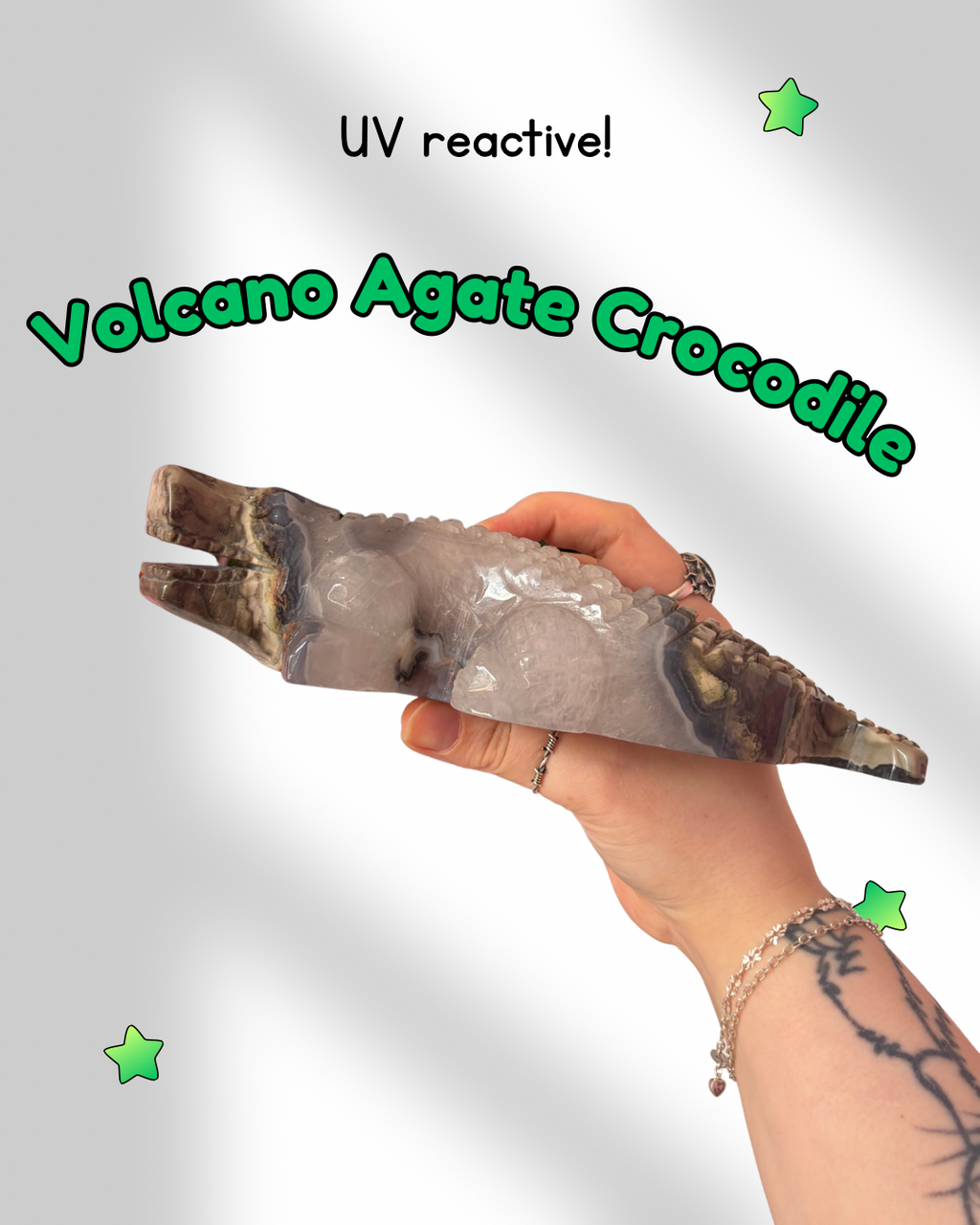 Volcano Agate Crocodile - UV reactive