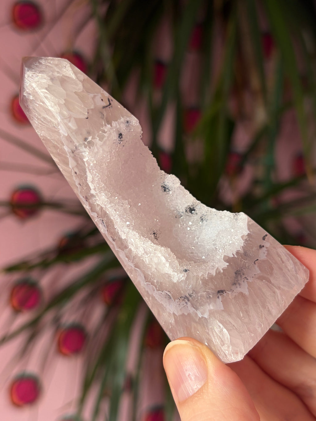 Sparkly druzy agate obelisk