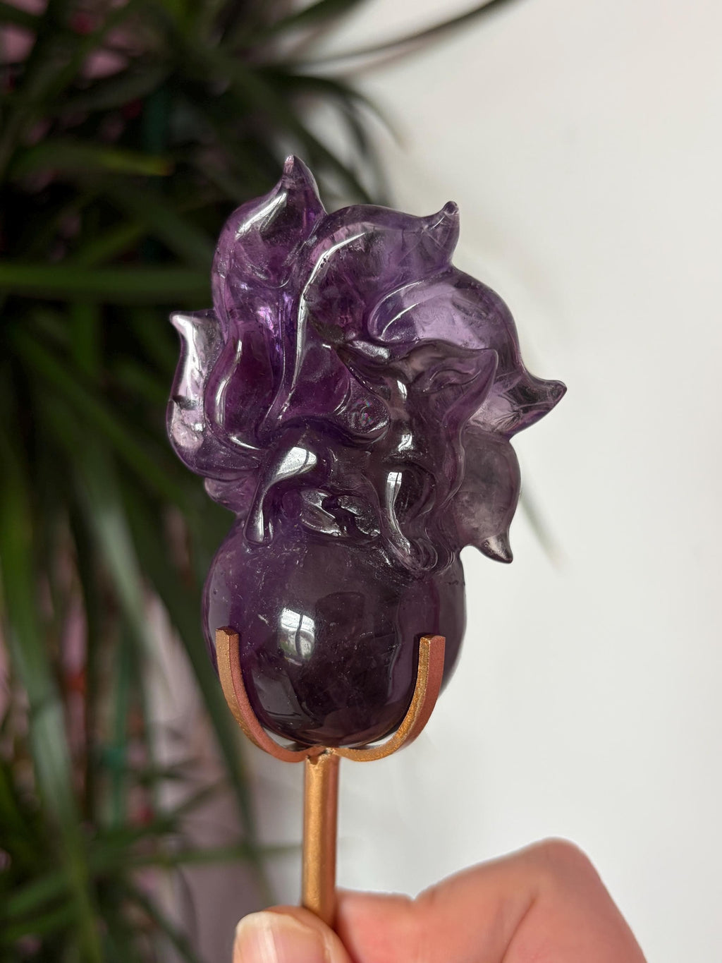 Amethyst Nine Tail Fox on Custom Stand