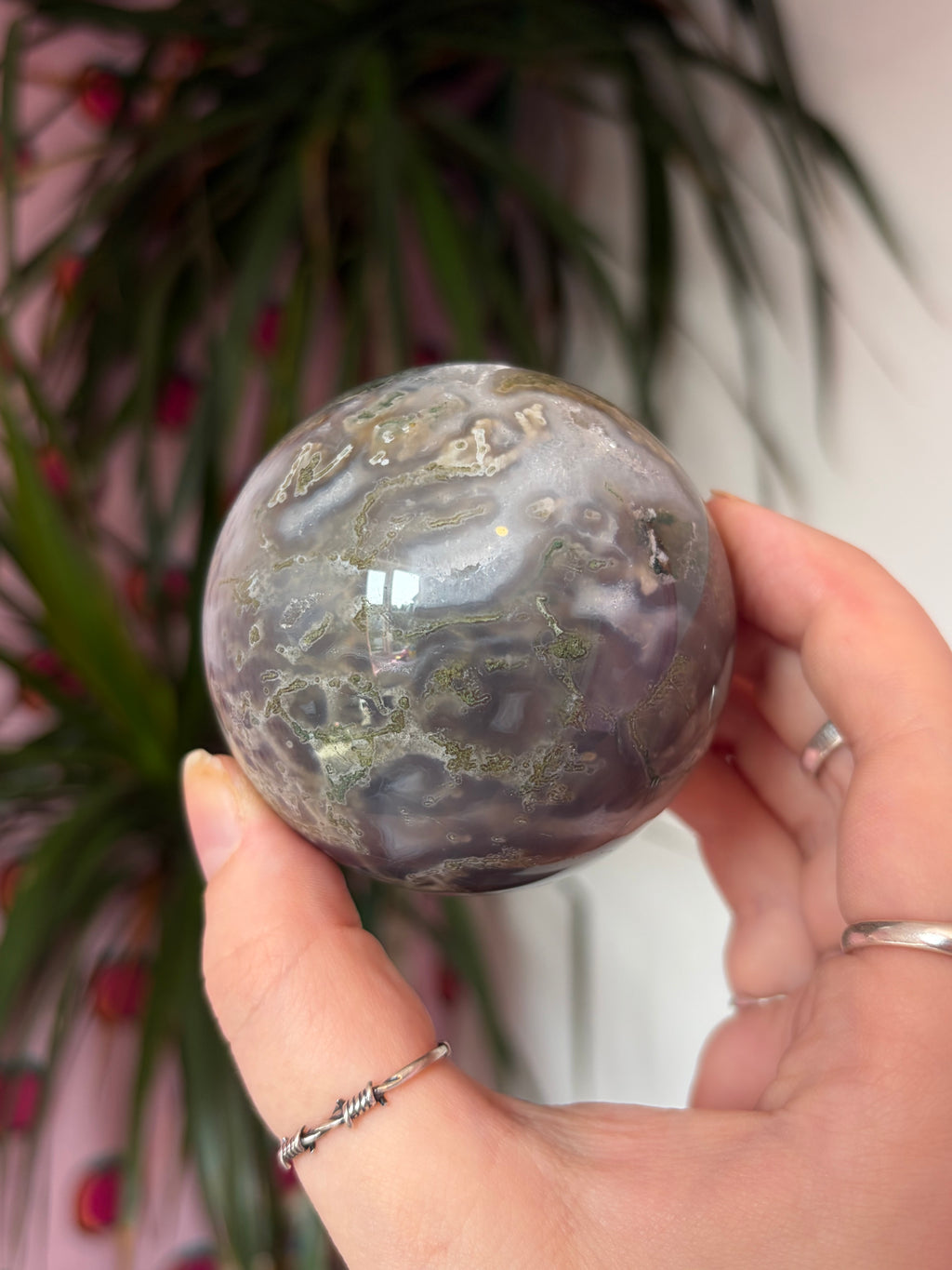 Druzy Moss Agate Sphere