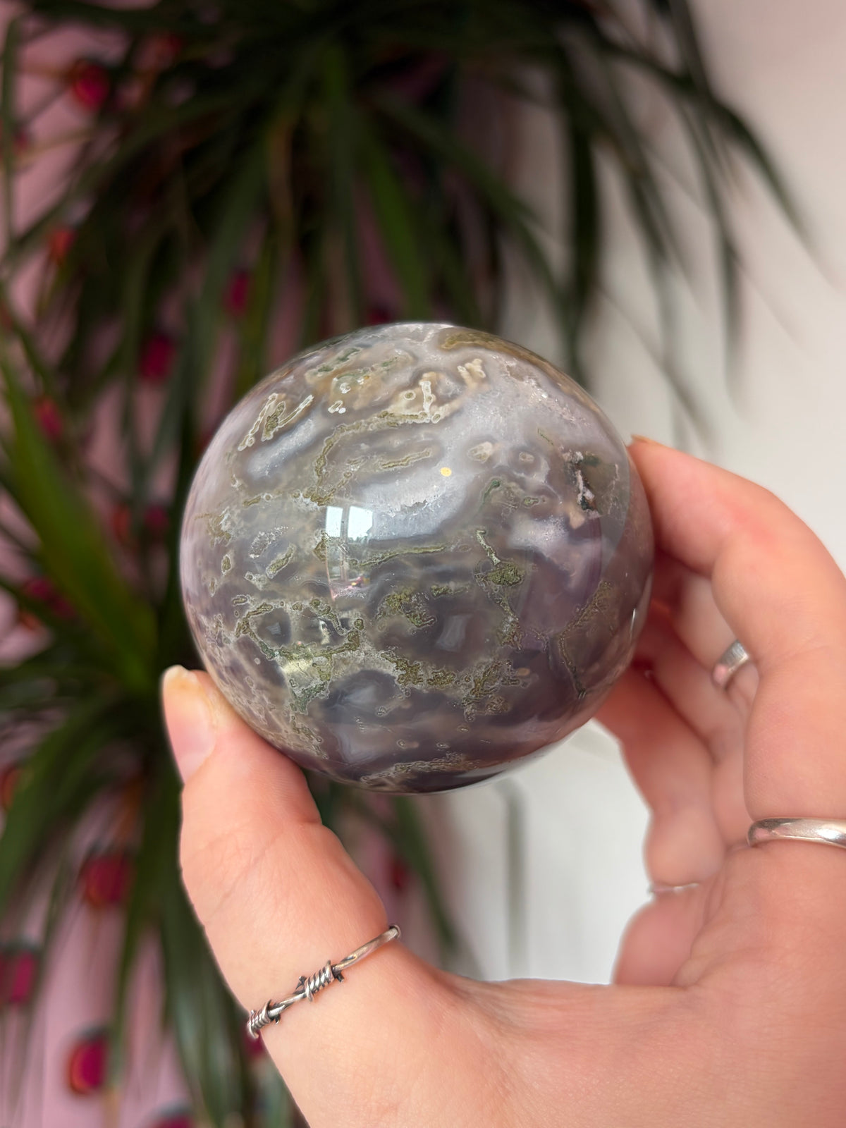 Druzy Moss Agate Sphere