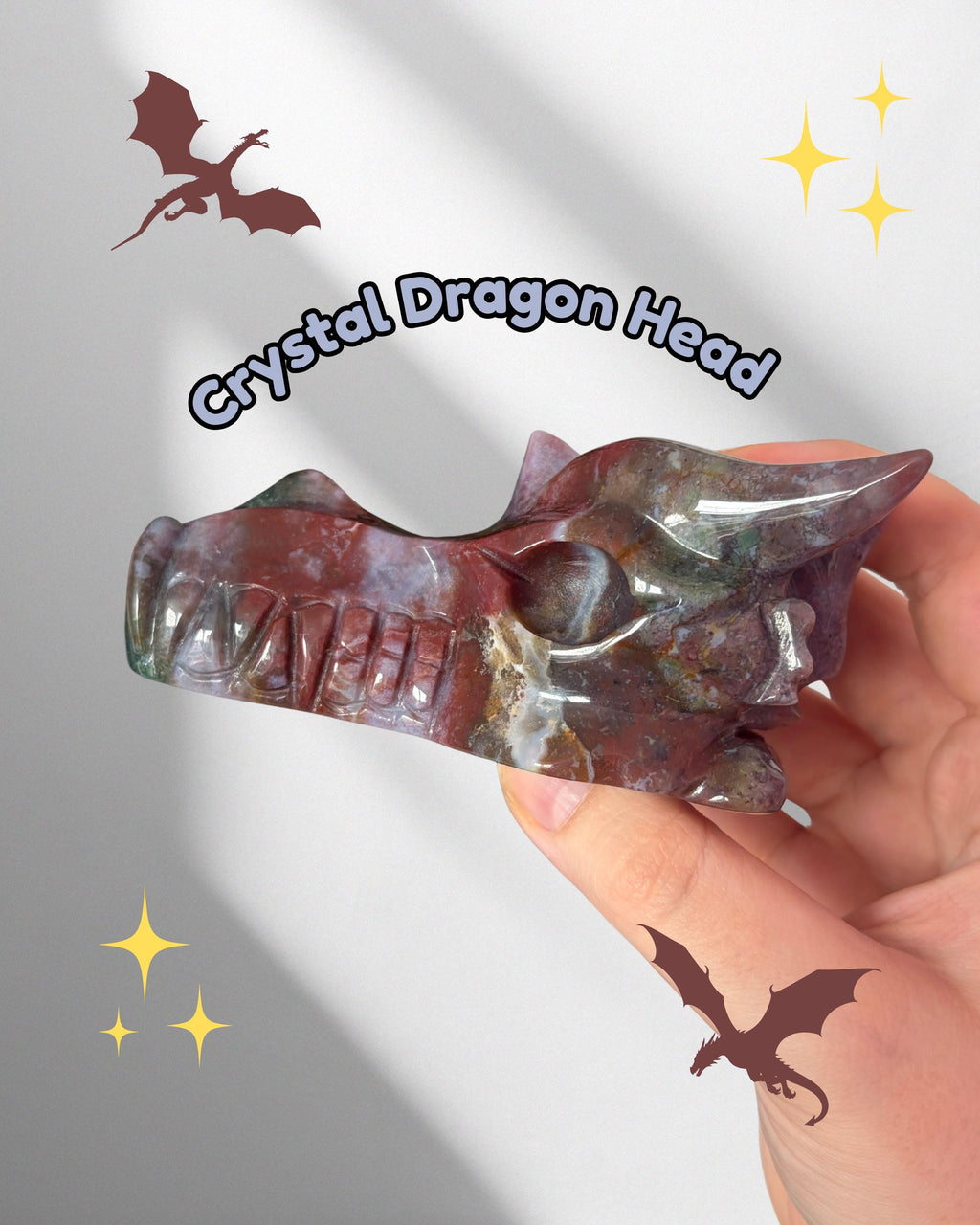 Sea Jasper Dragon Skull