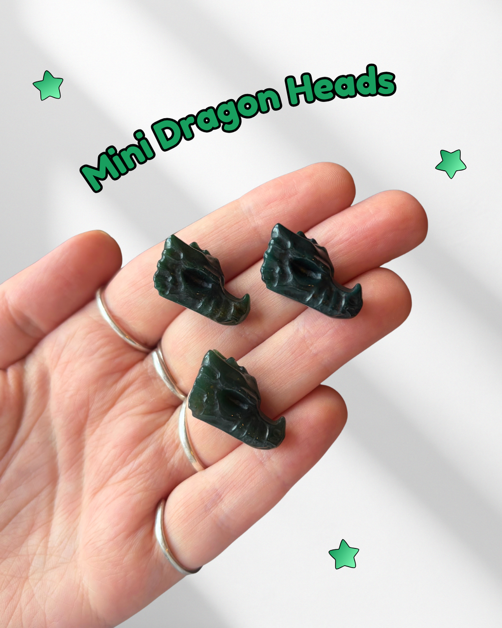 Mini Moss Agate Dragon Heads