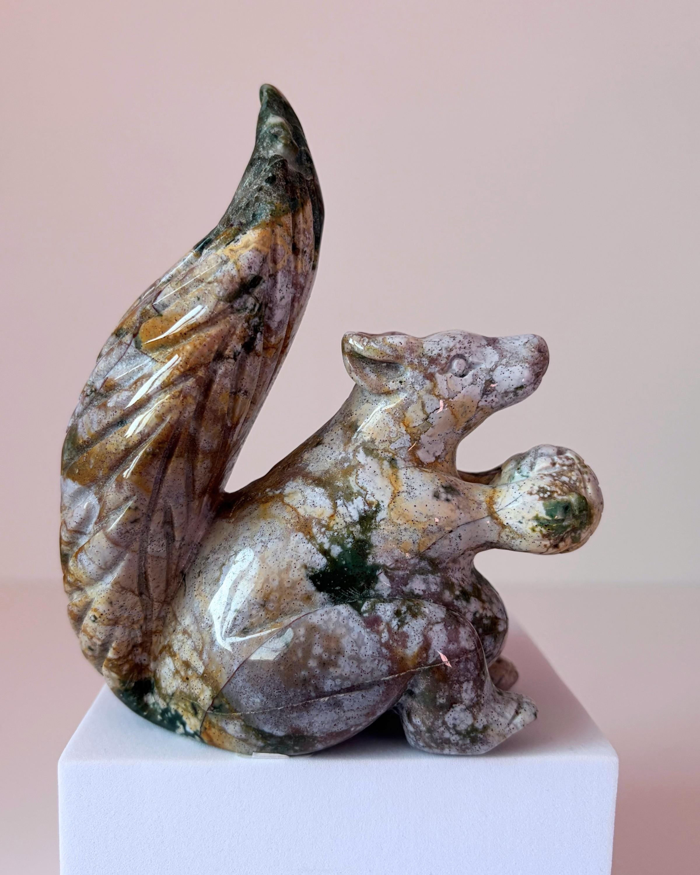Sea Jasper Squirrel with Acorn