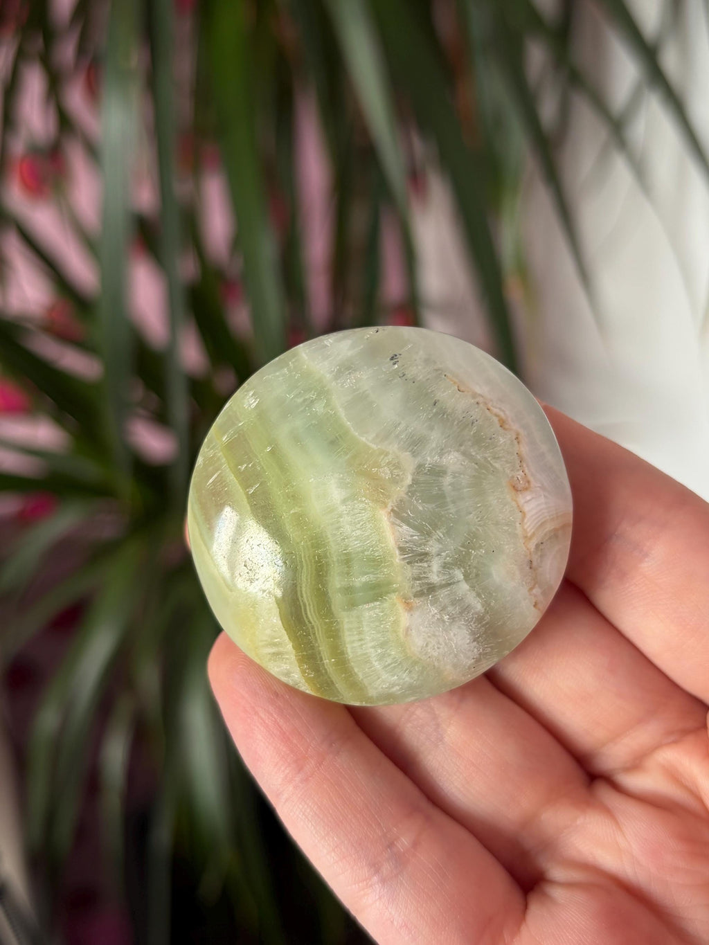 Pistachio Calcite Button Palmstone