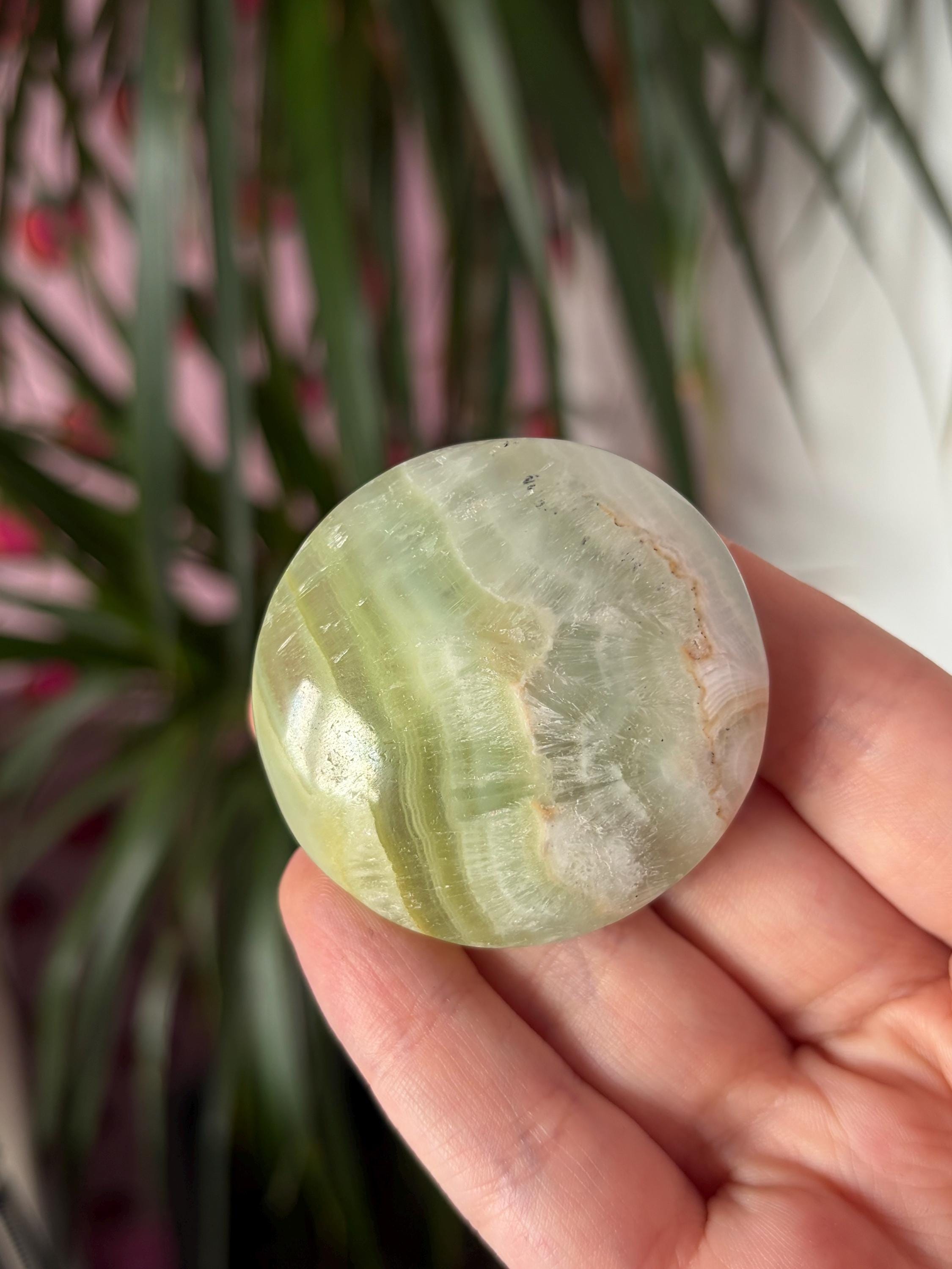 Pistachio Calcite Button Palmstone