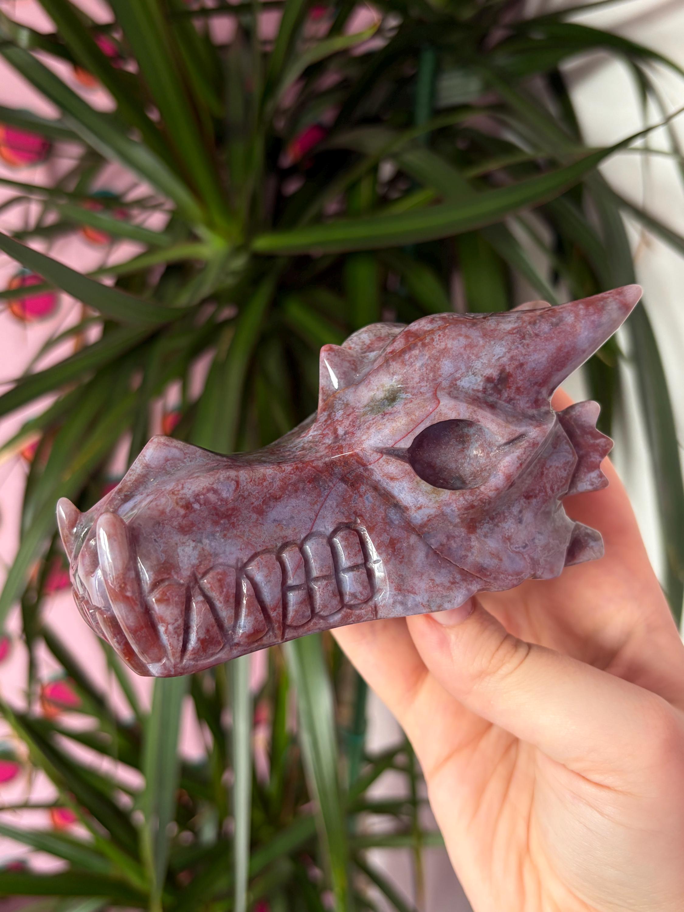 Sea Jasper Dragon Skull