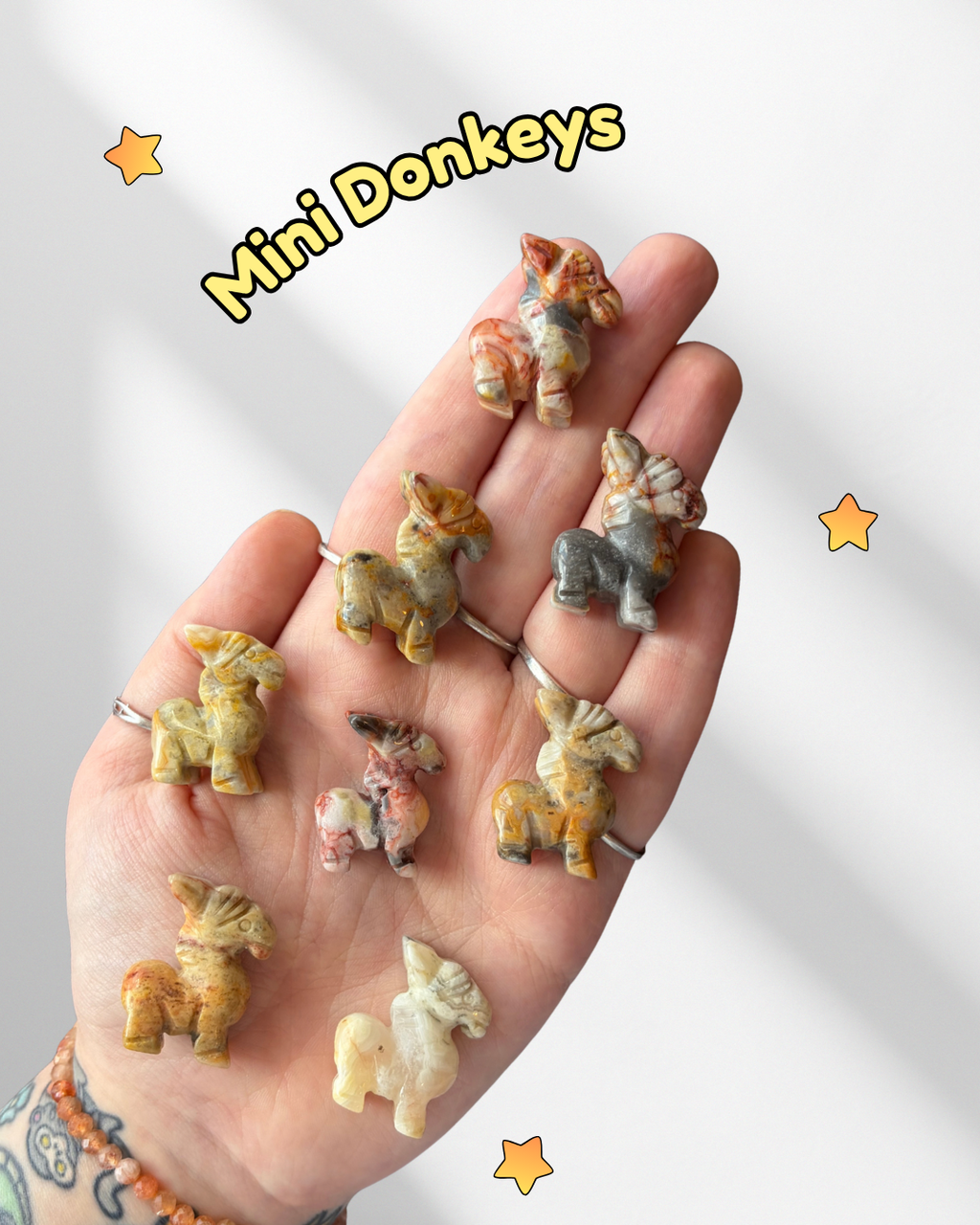 Mini Crazy Lace Agate Donkeys