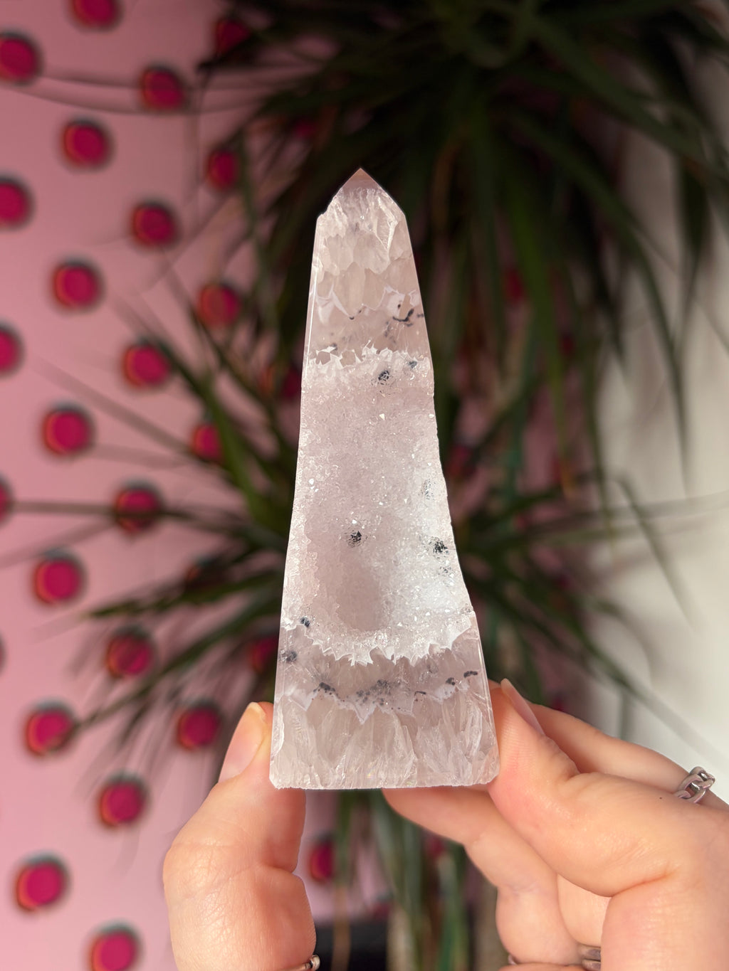 Sparkly druzy agate obelisk