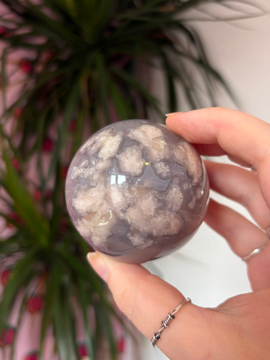 Flower Agate Sphere - Dark Toned