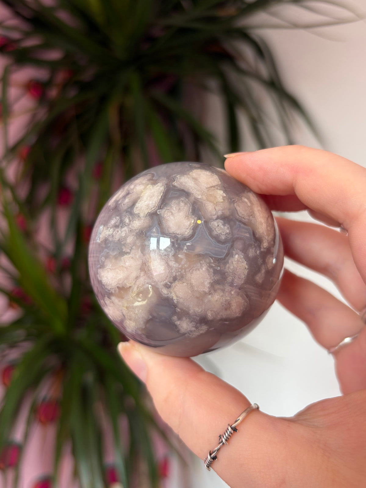 Flower Agate Sphere - Dark Toned