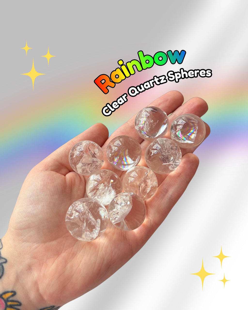 Rainbow Clear Quartz Mini Spheres