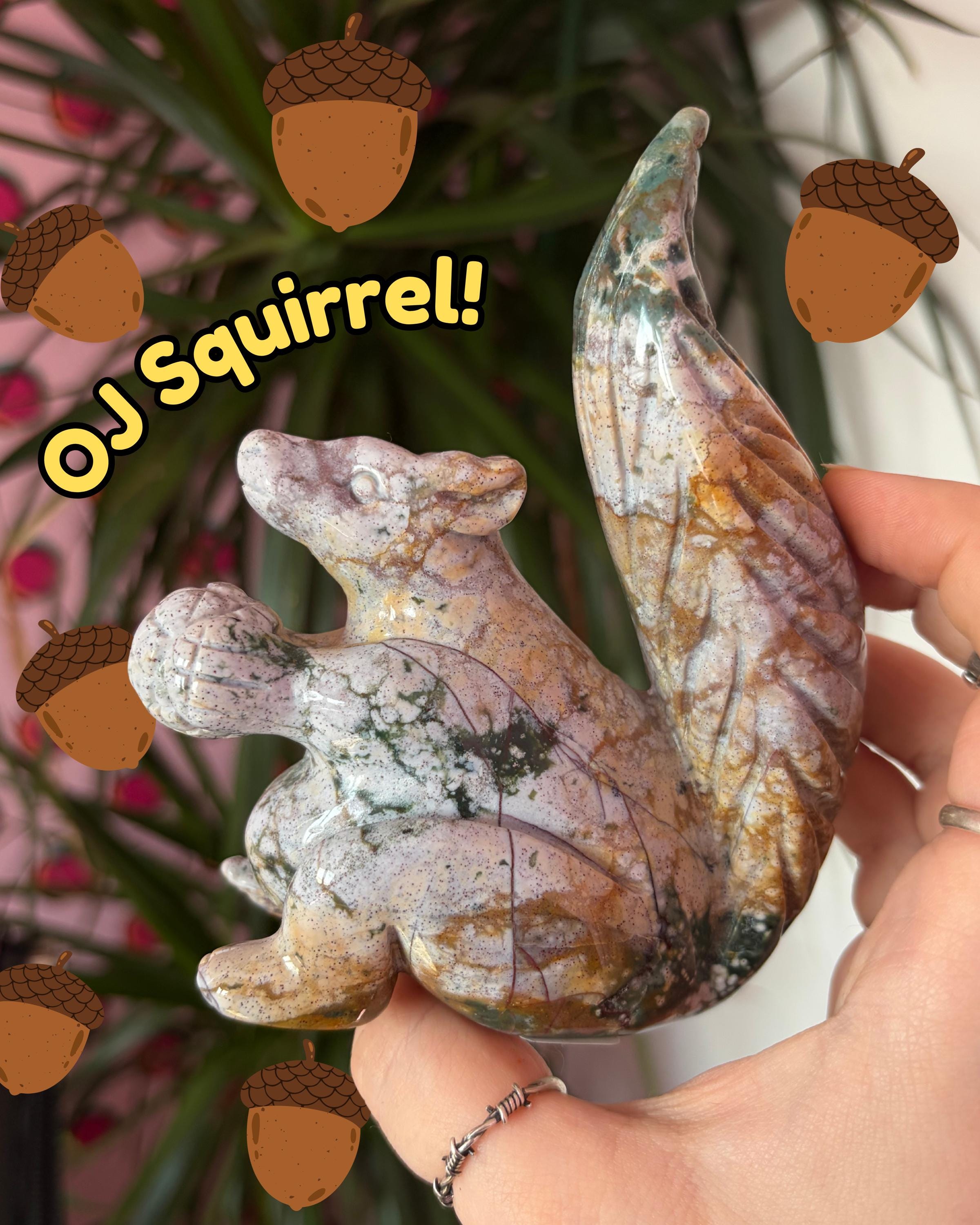 Sea Jasper Squirrel with Acorn
