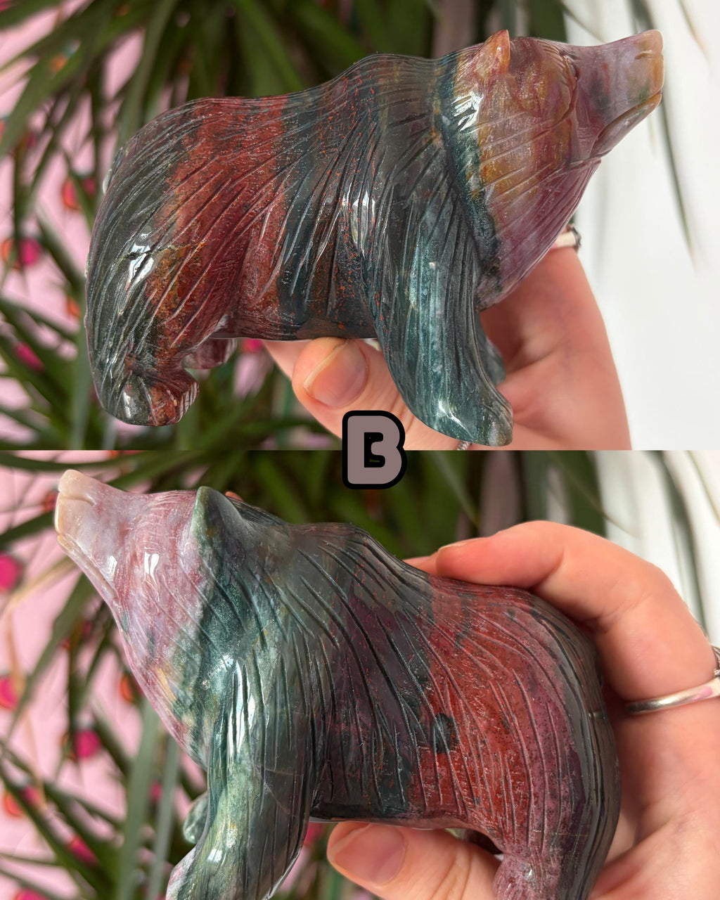 Sea Jasper Bear Carving