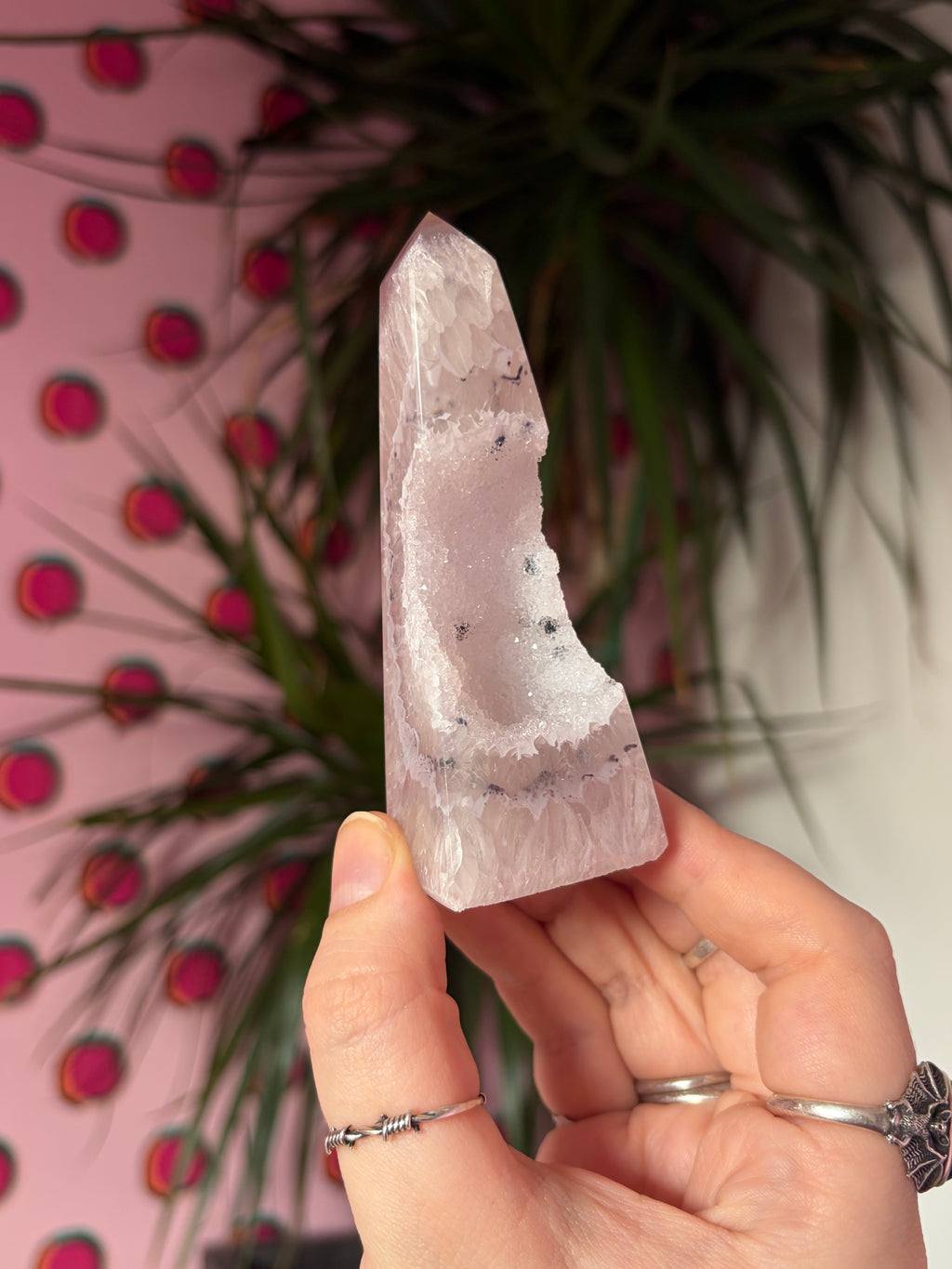 Sparkly druzy agate obelisk