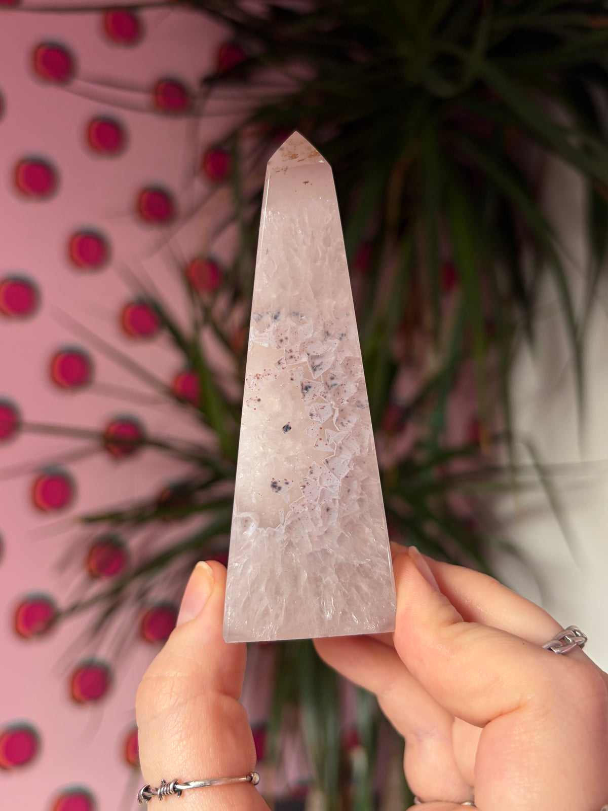 Sparkly druzy agate obelisk