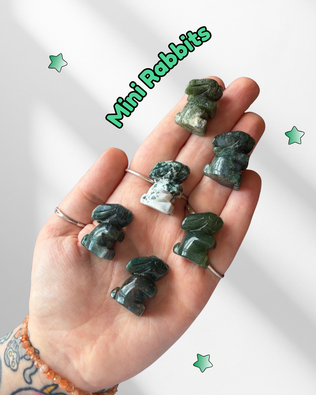 Mini Moss Agate Rabbits