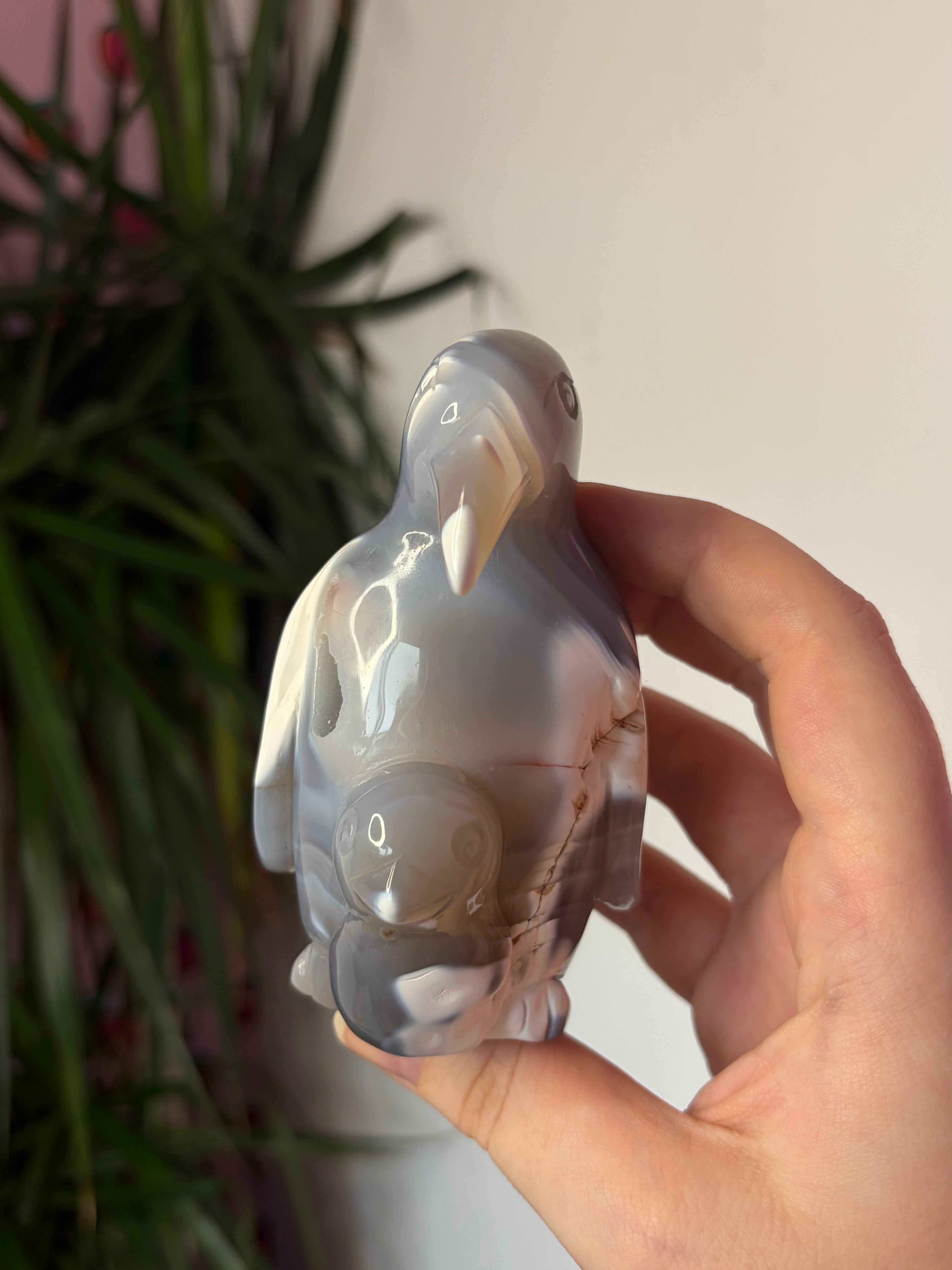 Orca Agate Penguin with Baby