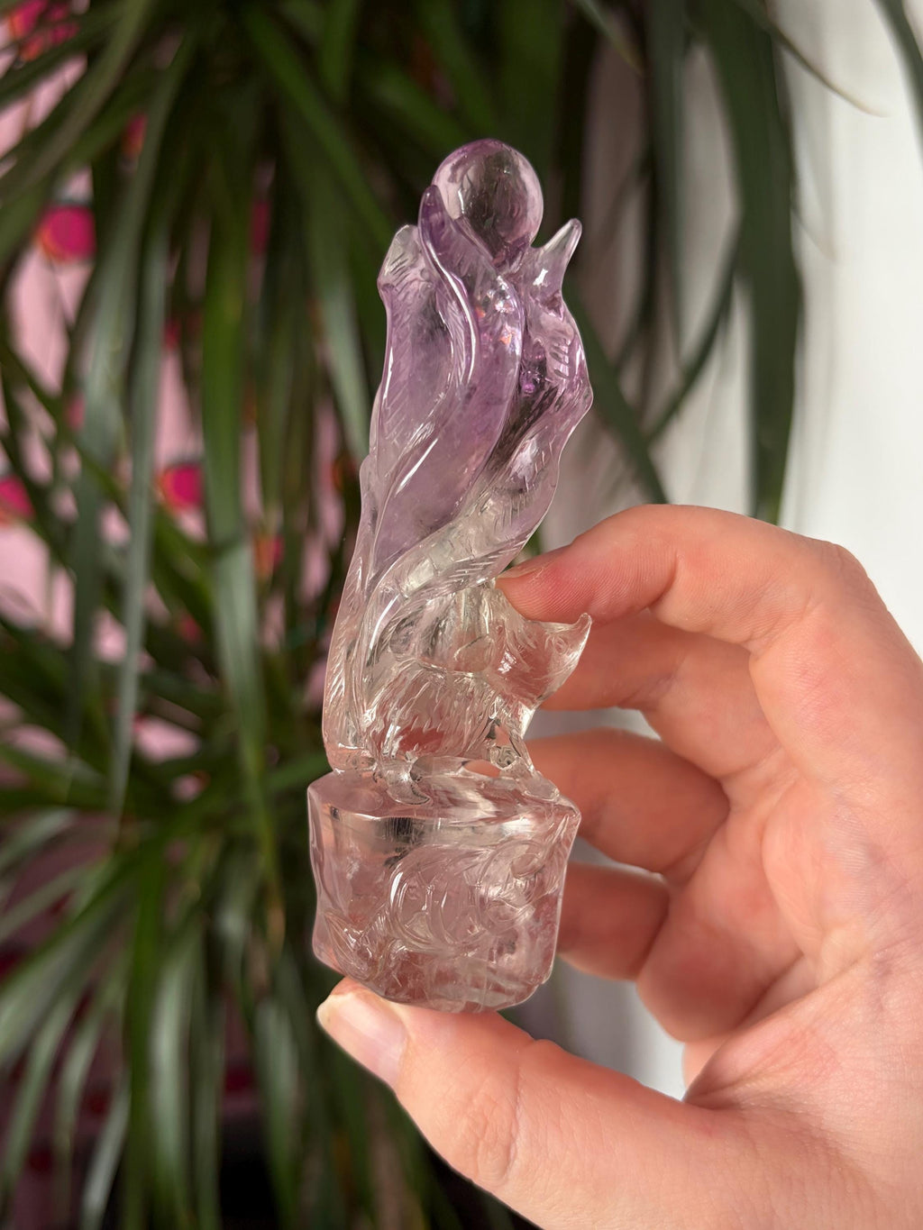 Amethyst Nine Tail Fox on Custom Stand