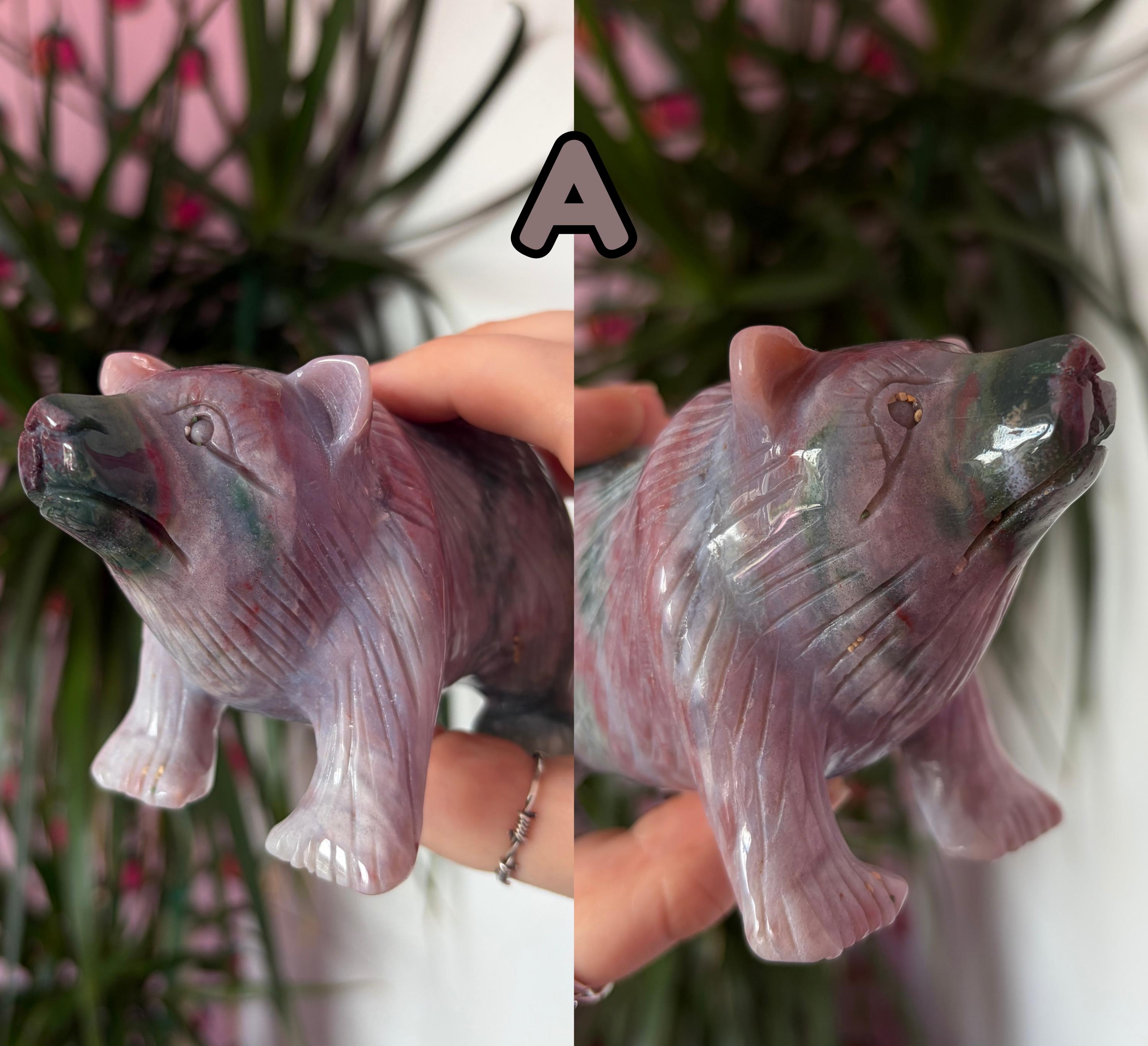 Sea Jasper Bear Carving