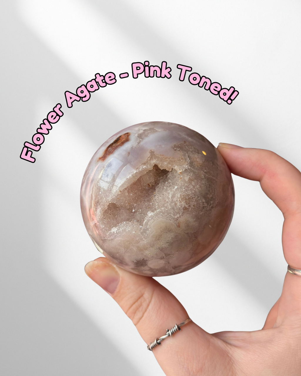 Flower Agate Sphere - Pink Toned with Druzy